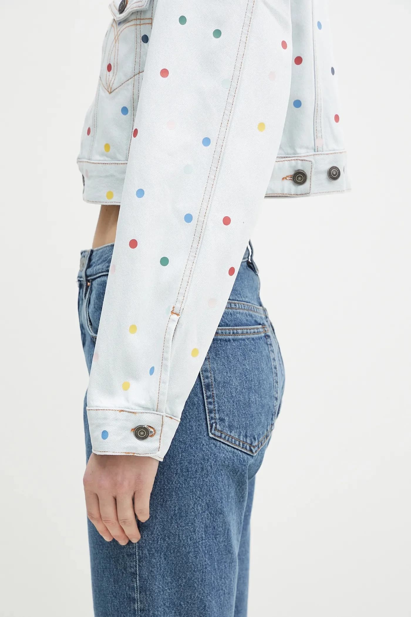 Укороченная джинсовая куртка из хлопкового денима Confetti Dot Denim - фото 6