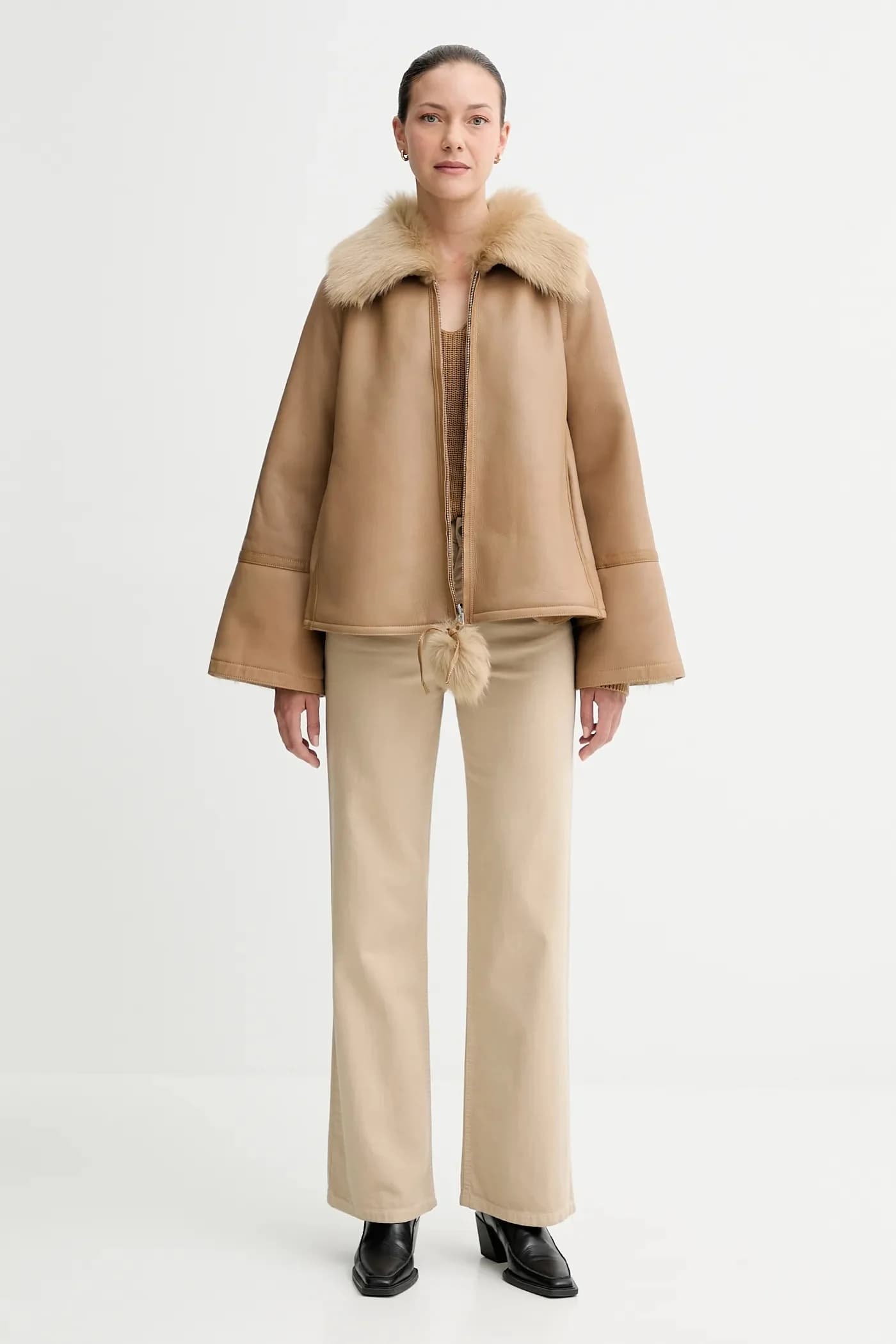 Двусторонняя кожаная куртка ODELLIES - фото 3