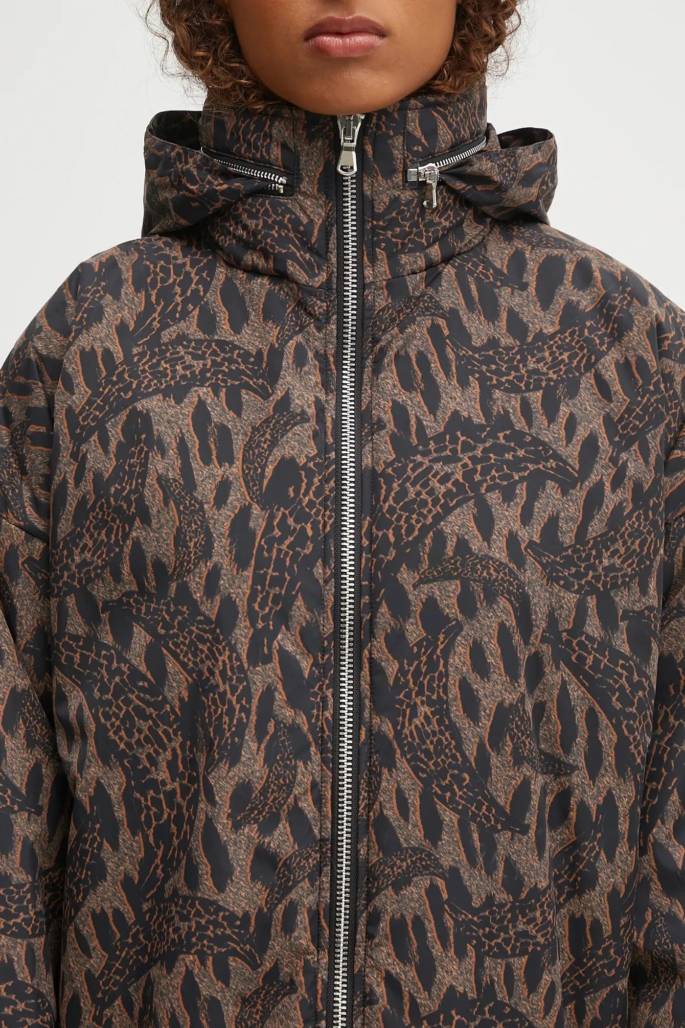 Нейлоновая хлопковая куртка на молнии с принтом Banimalier - фото 4