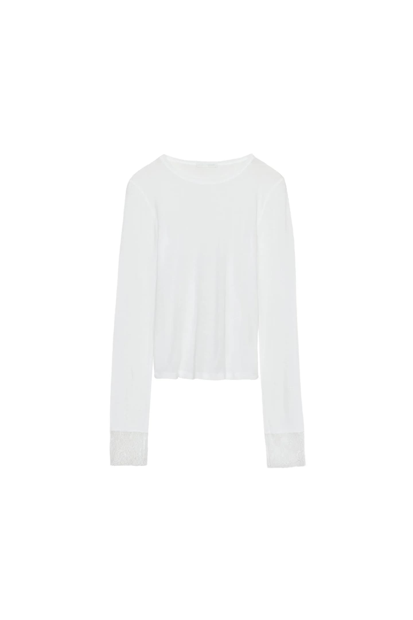 ПОЛУПРОЗРАЧНЫЙ ТОП С КРУЖЕВНЫМИ МАНКЕТАМИ - фото 3