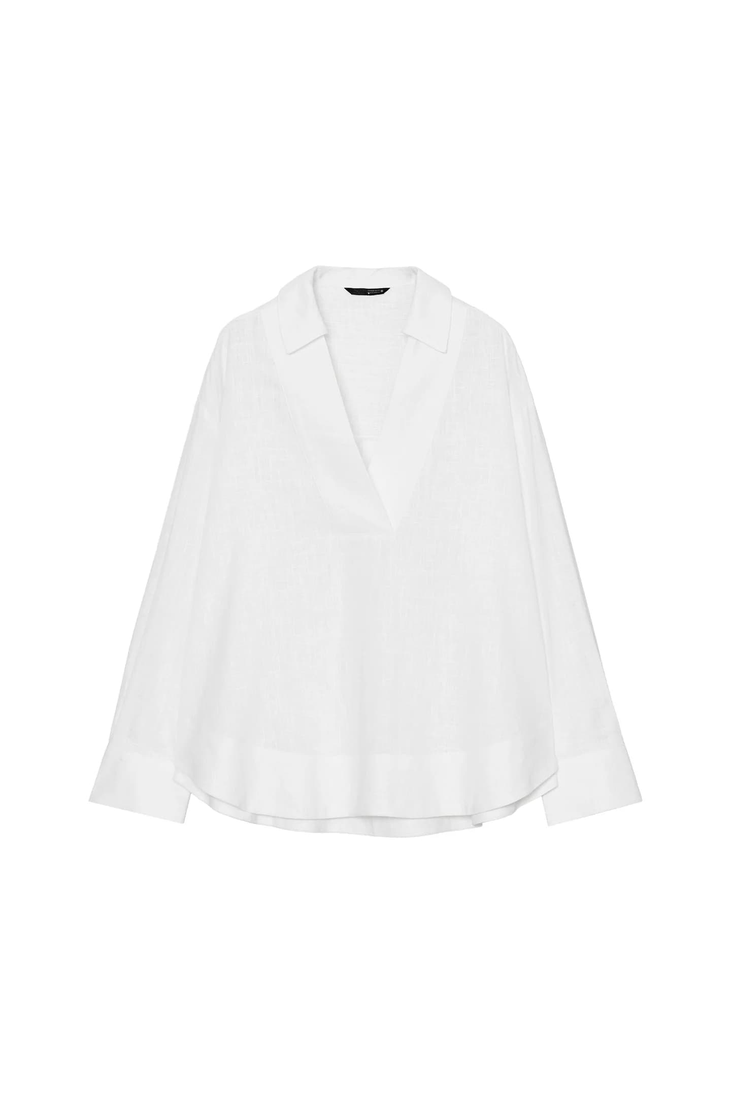 ЛЬНЯНАЯ БЛУЗКА С ВОРОТНИКОМ ПОЛО - фото 3