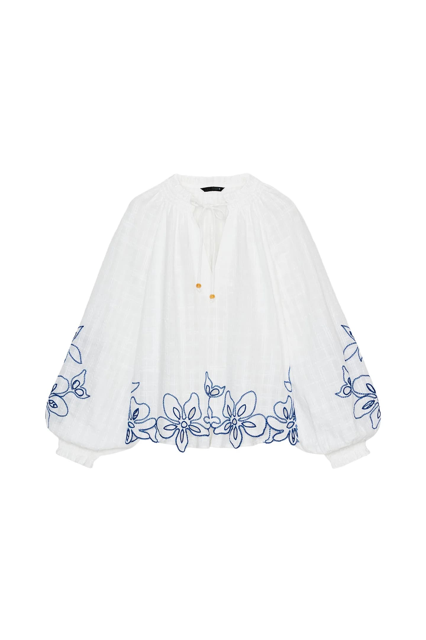 БЛУЗКА С ЦВЕТОЧНОЙ ВЫШИВКОЙ - фото 3