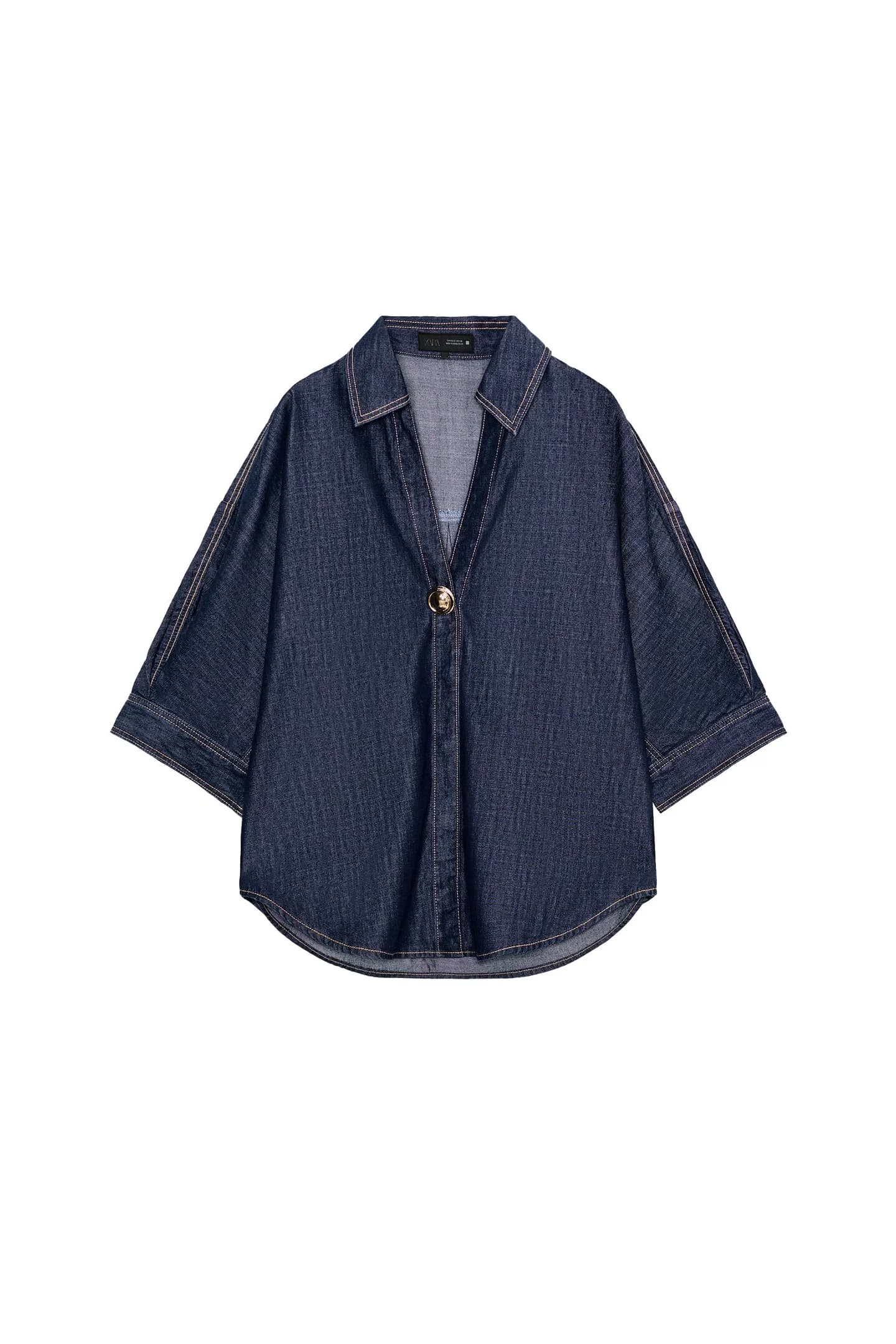 ДЖИНСОВАЯ РУБАШКА Z1975 С ЗОЛОТОЙ АППЛИКЦИЕЙ - фото 3