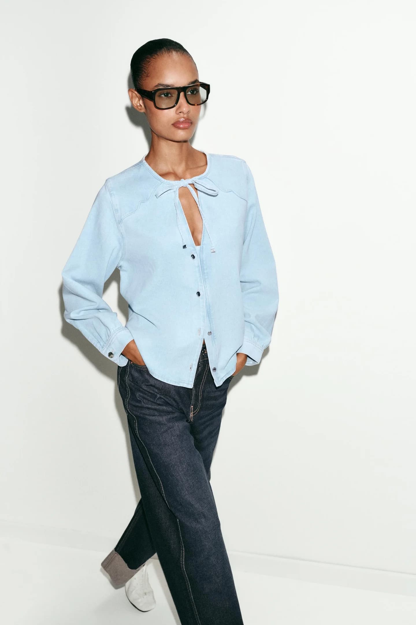 ДЖИНСОВАЯ РУБАШКА 1975 ГОДА С ЗАВЯЗКАМИ