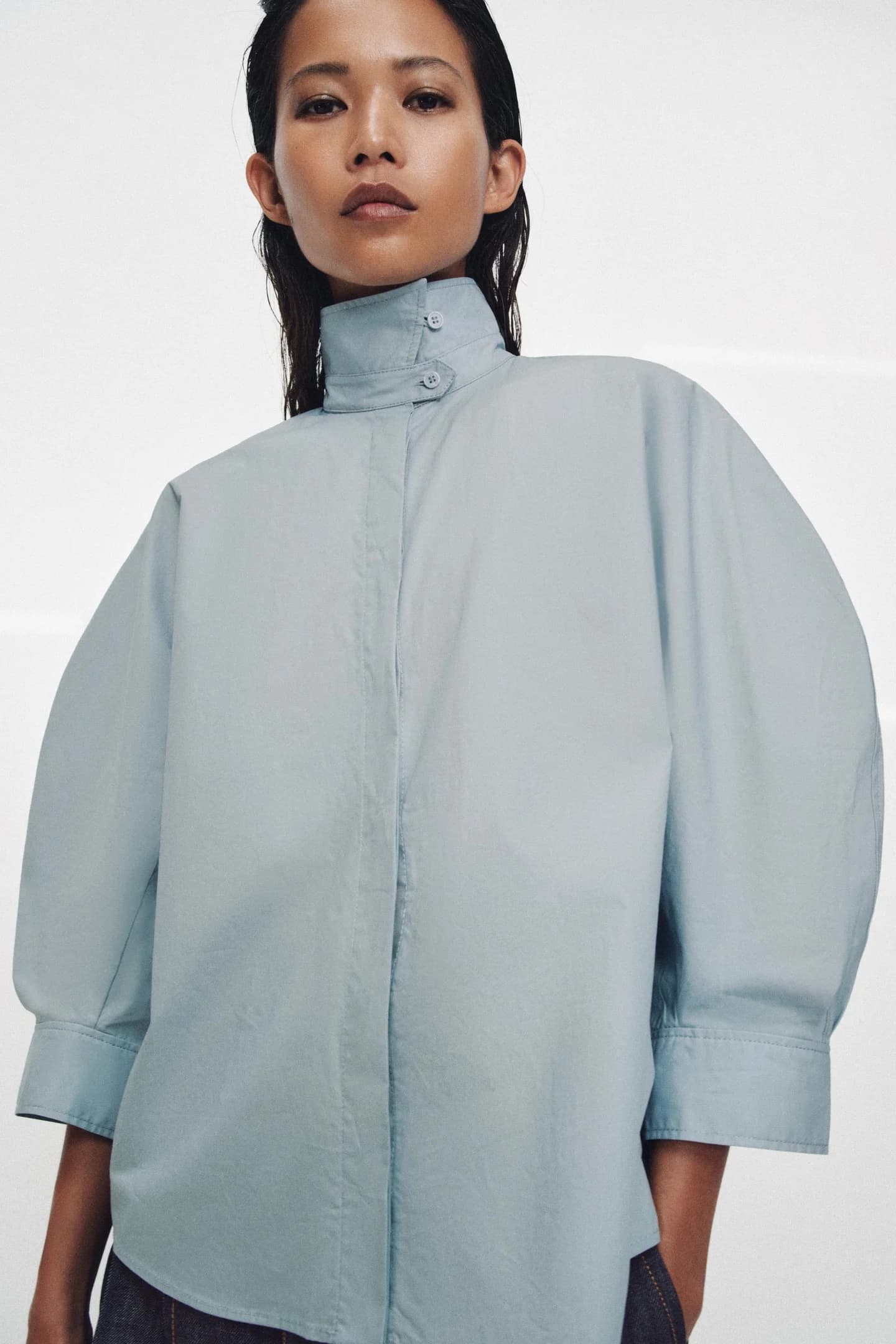 РУБАШКА С РУКАВАМИ-БУФАМИ ИЗ КОЛЛЕКЦИИ ZW - фото 2