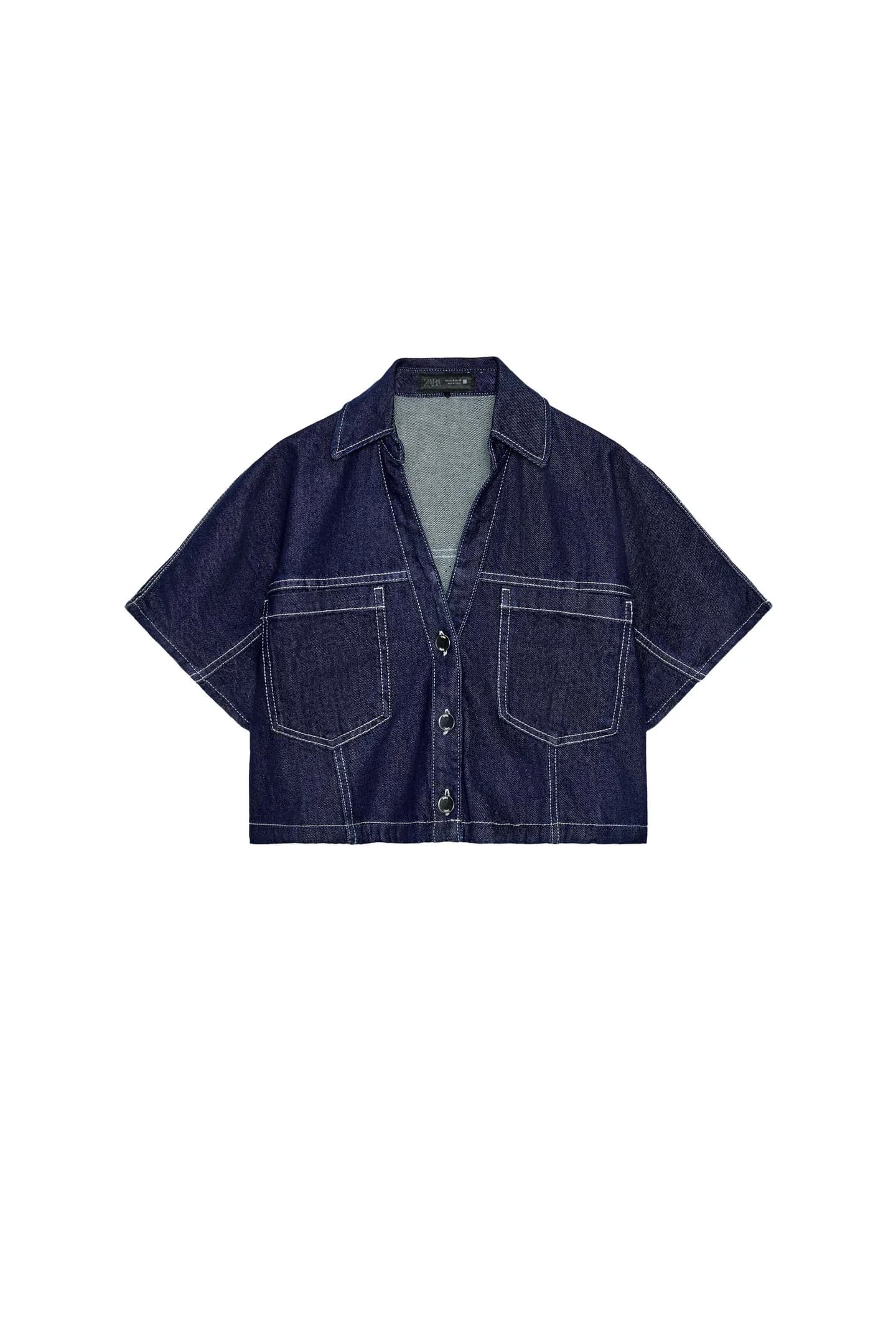 КОРОТКАЯ ДЖИНСОВАЯ РУБАШКА Z1975 - фото 3