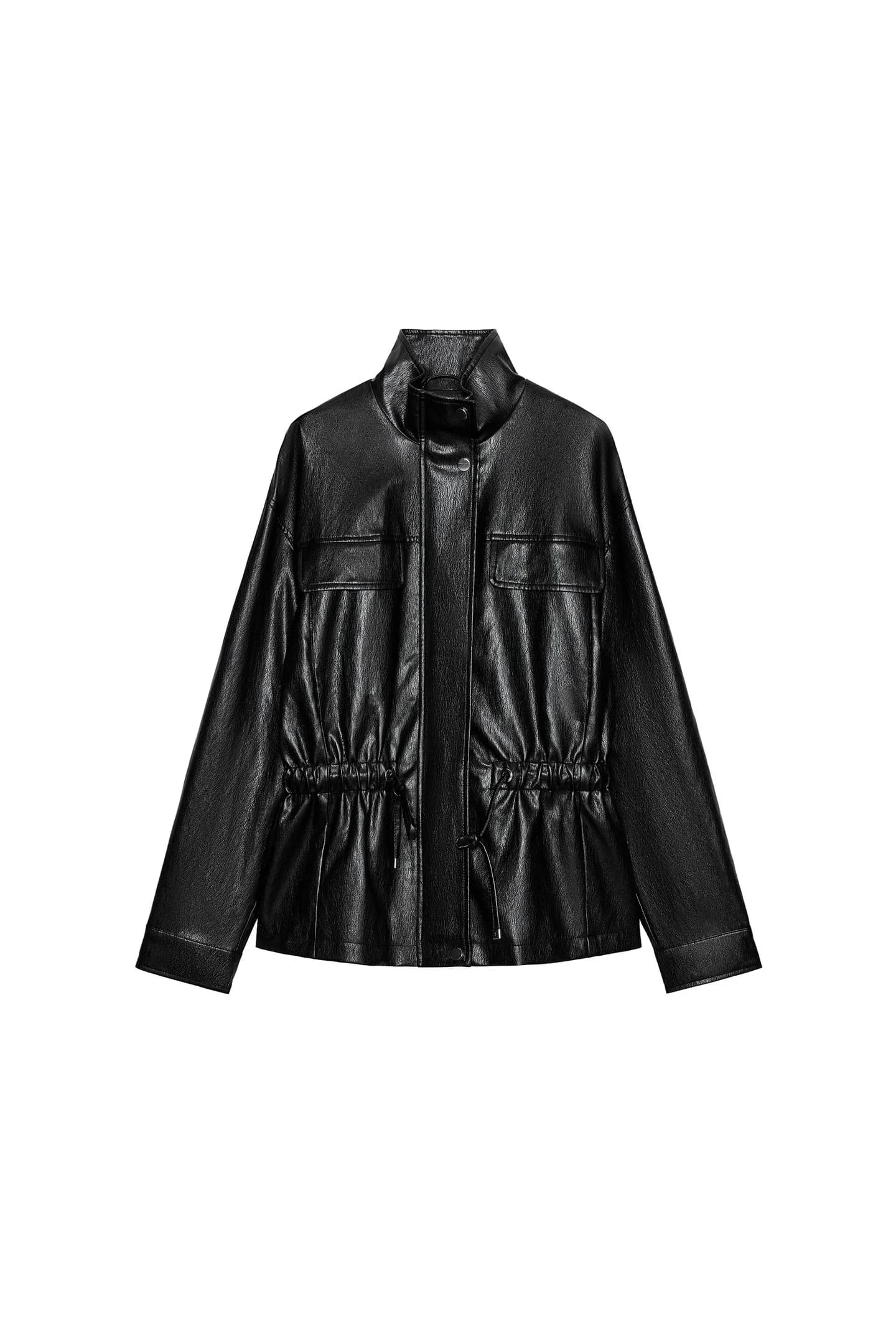 КУРТКА ИЗ ИСКУССТВЕННОЙ КОЖИ С ВЫСОКИМ ВОРОТНИКОМ - фото 3