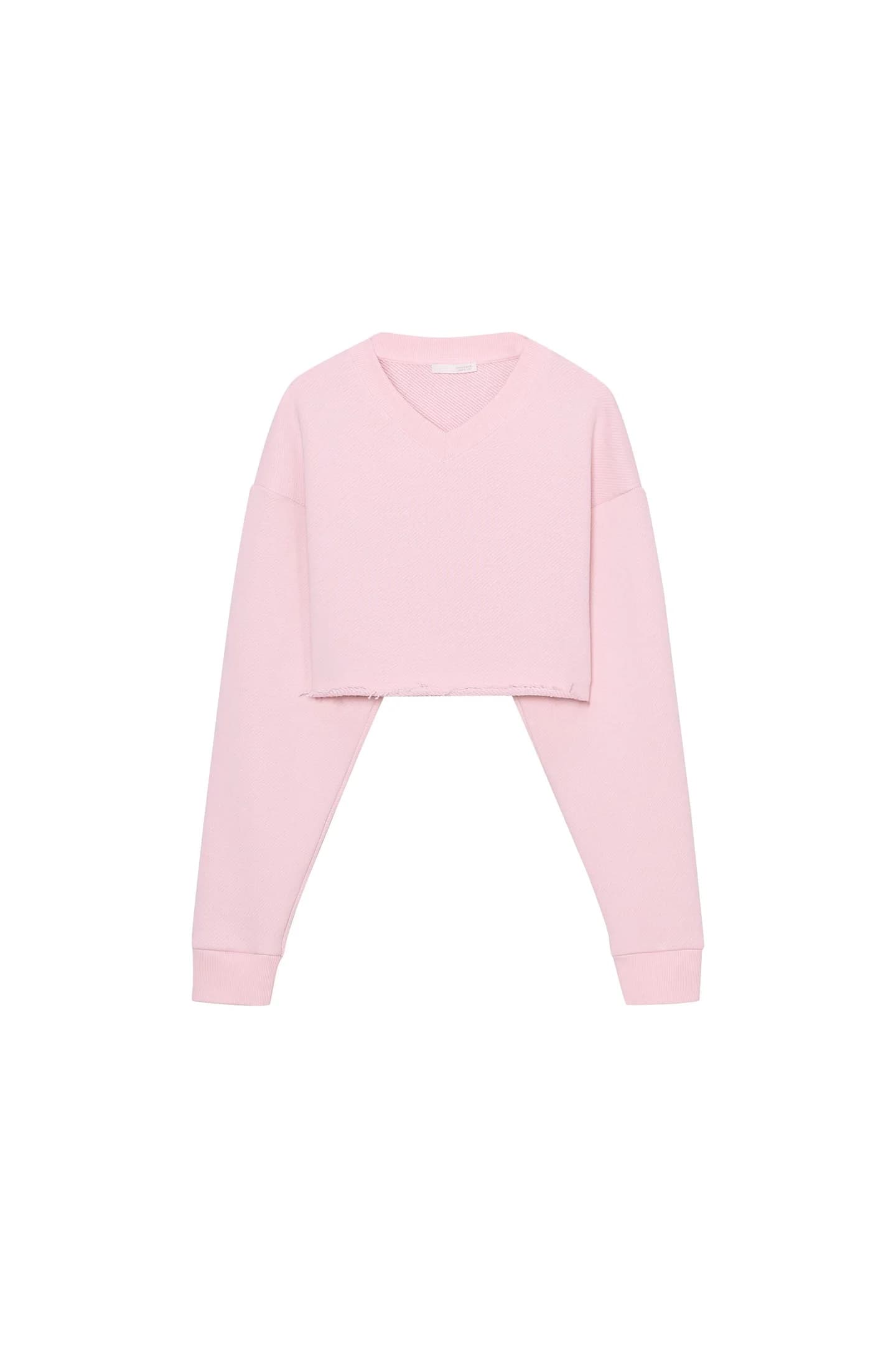 УКОРОЧЕННЫЙ СВИТШОТ С V-ОБРАЗНЫМ ВЫРЕЗОМ - фото 3