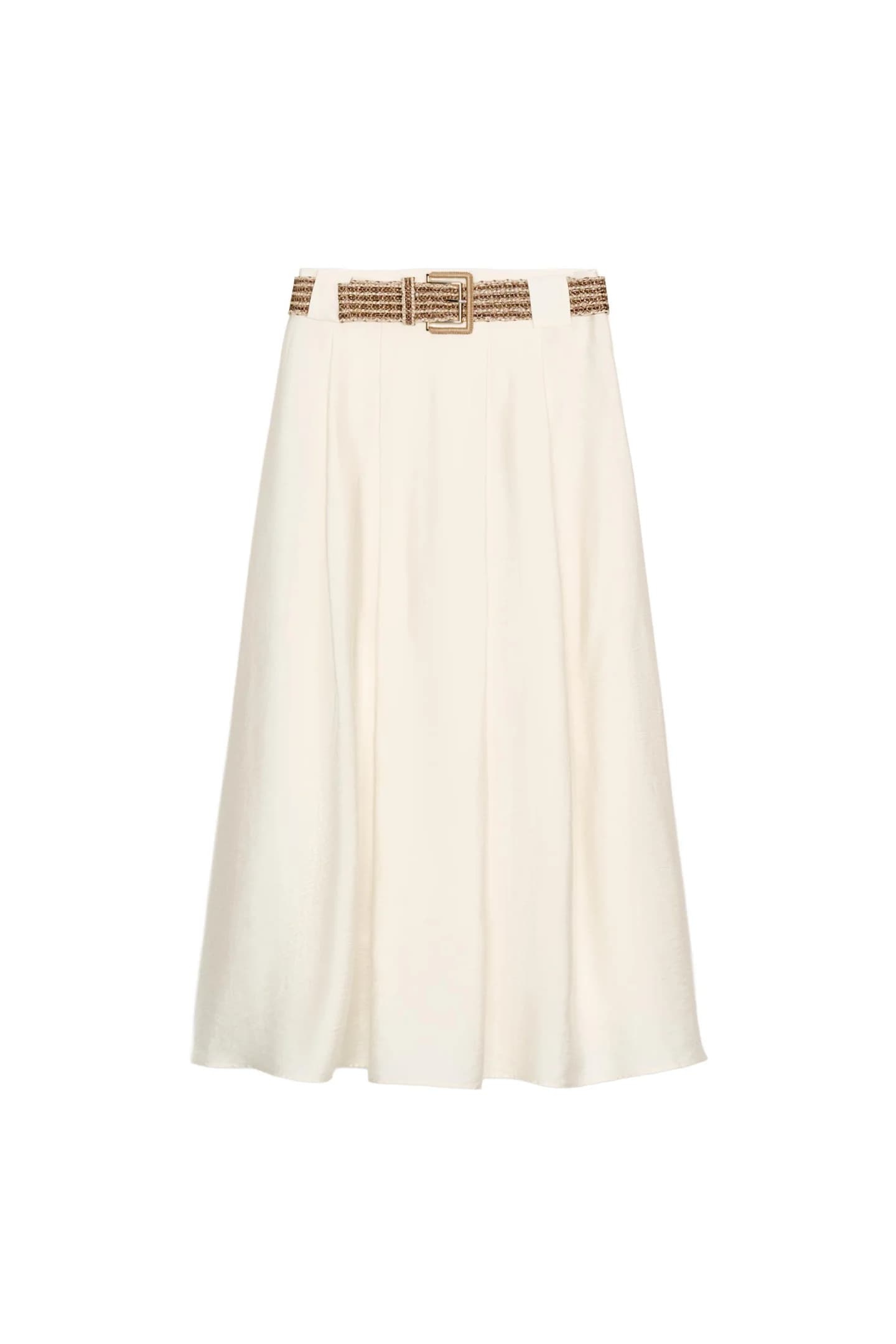 ЮБКА МИДИ С ПОЯСОМ С ПЛАСТИНКАМИ - фото 3