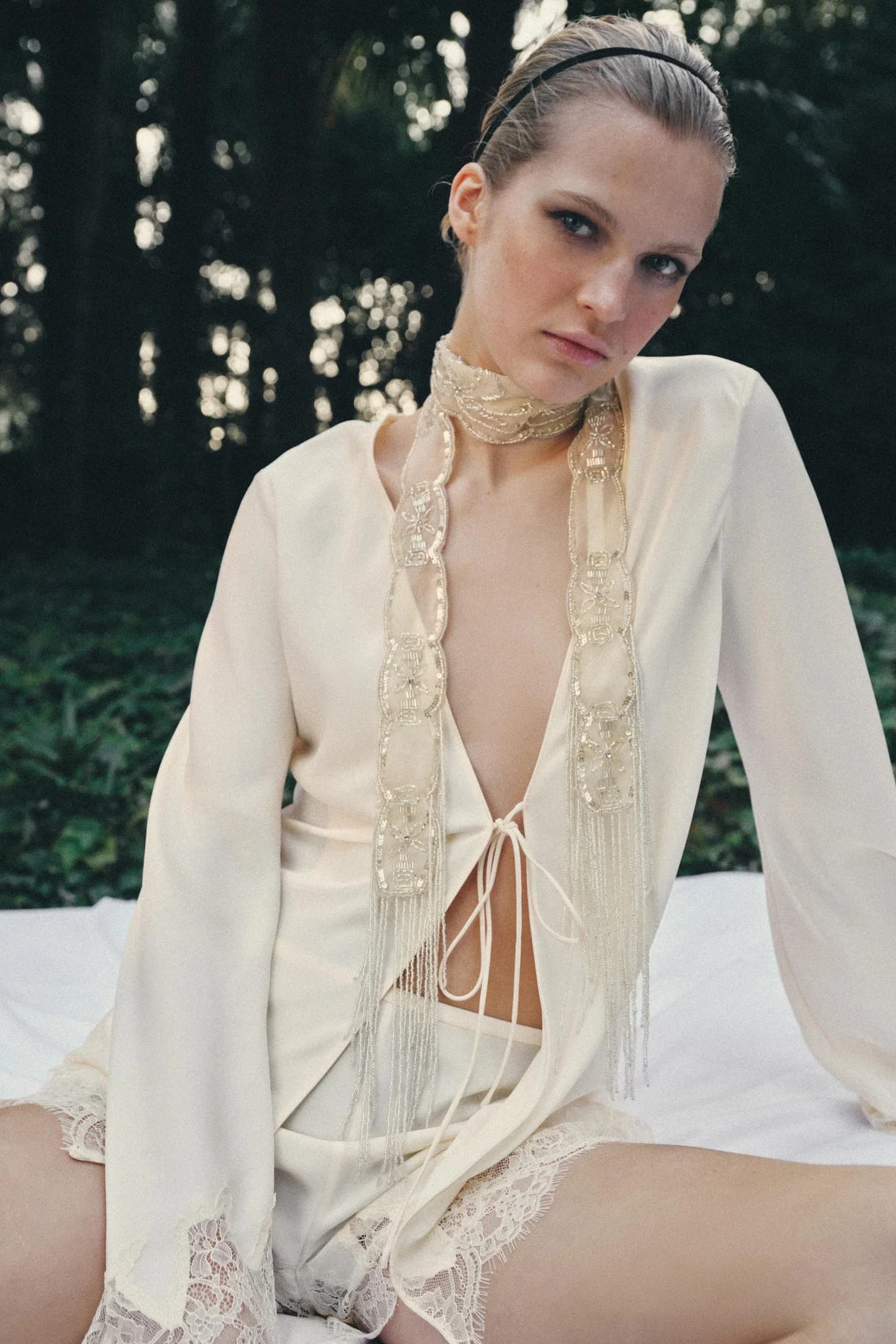 ШАРФ С БИСЕРАМИ И ПАЙЕТКАМИ - фото 2