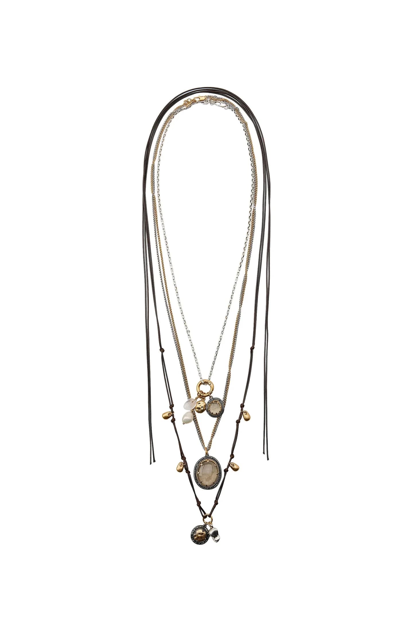 НАБОР ИЗ 3-Х ОЖЕРЕЛЬЕ С КАМНЯМИ И ПОДВЕСКАМИ - фото 3