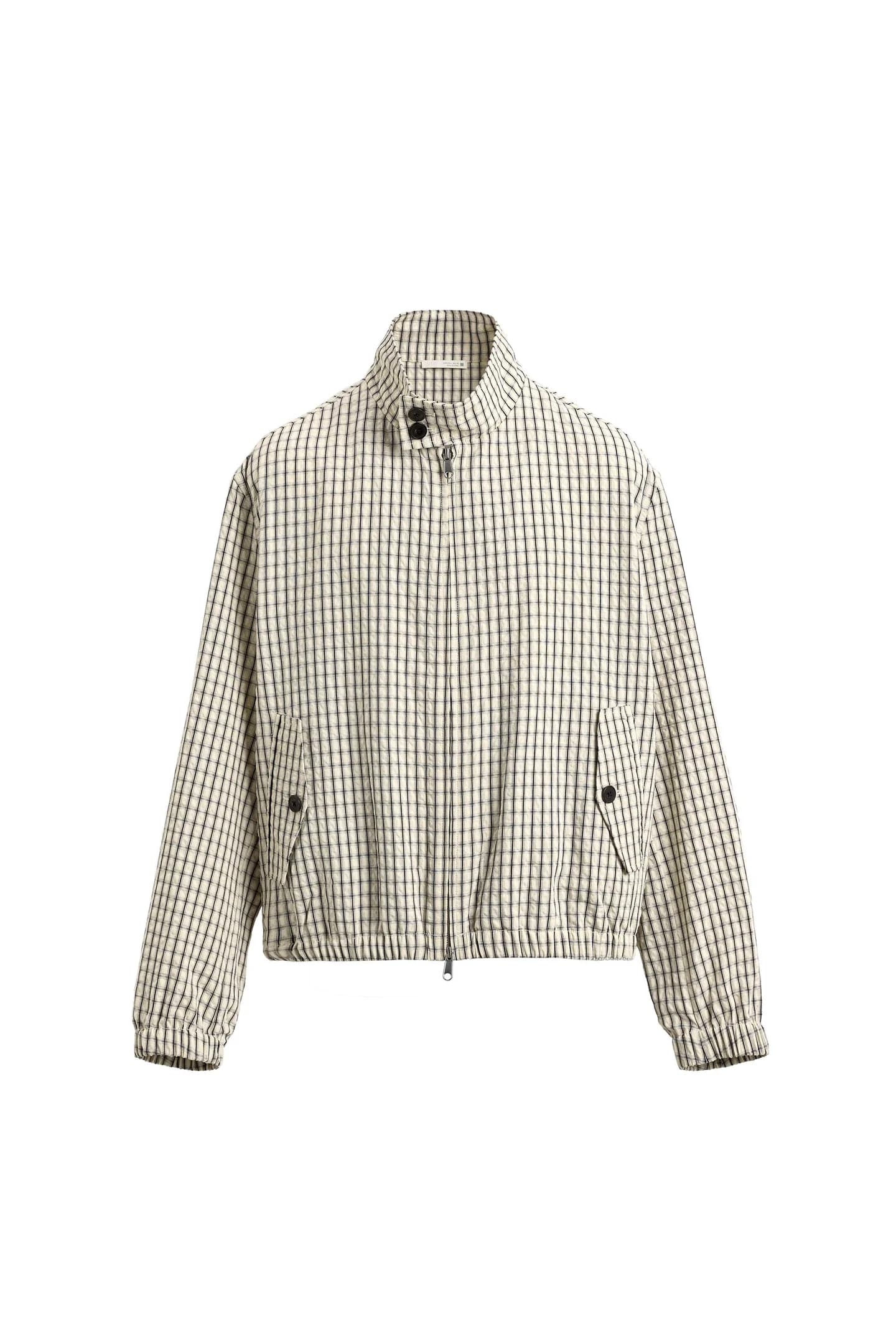 Укороченная куртка с клетчатой ​​текстурой - фото 2