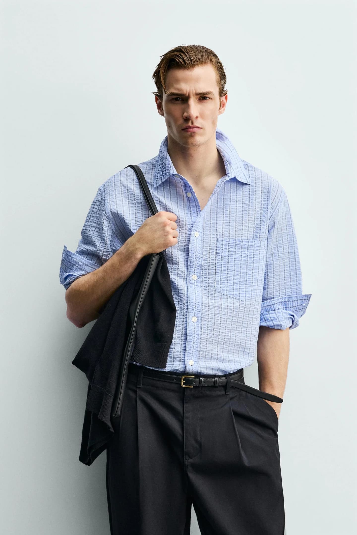 ПОЛОСКАЯ РУБАШКА С СОЗДАННЫМ ЭФФЕКТОМ - фото 2