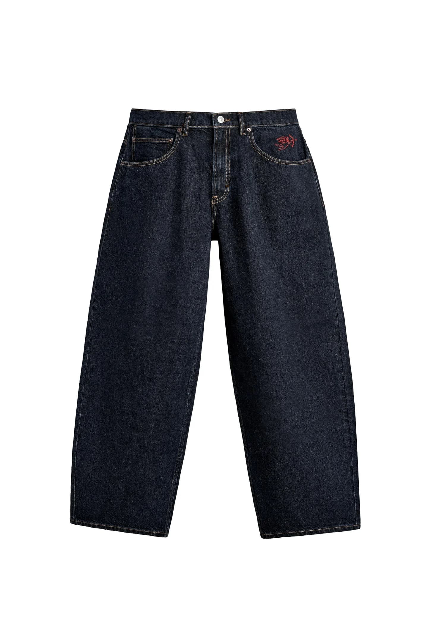 ДЖИНСЫ БАЛЛОННОГО КРОЯ С ВЫШИВКОЙ «АМУР» - фото 4