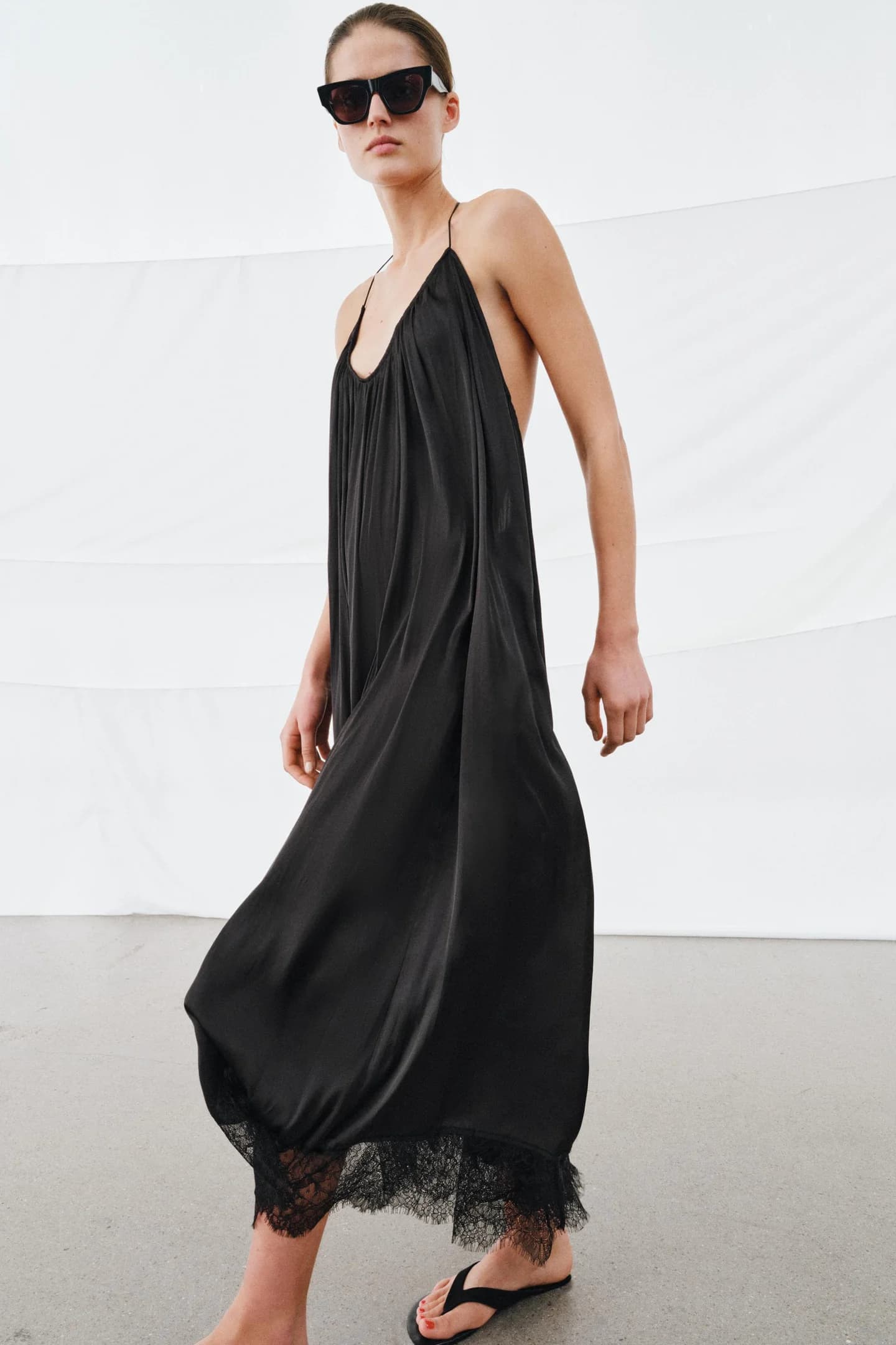 АТЛАСНОЕ ПЛАТЬЕ С КРУЖЕВОМ ИЗ КОЛЛЕКЦИИ ZW - фото 2