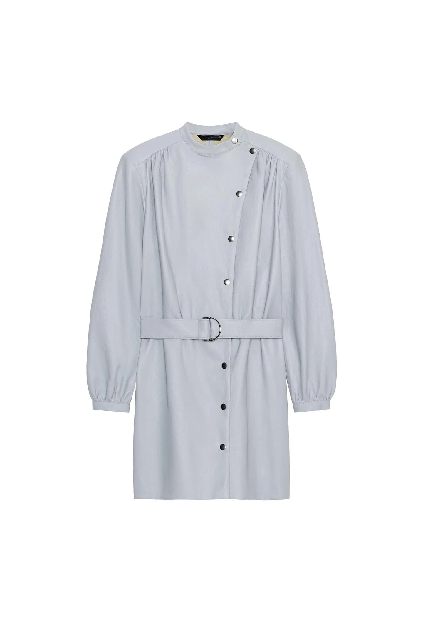 КОРОТКОЕ ПЛАТЬЕ ИЗ ИСКУССТВЕННОЙ КОЖИ С ПОЯСОМ - фото 3