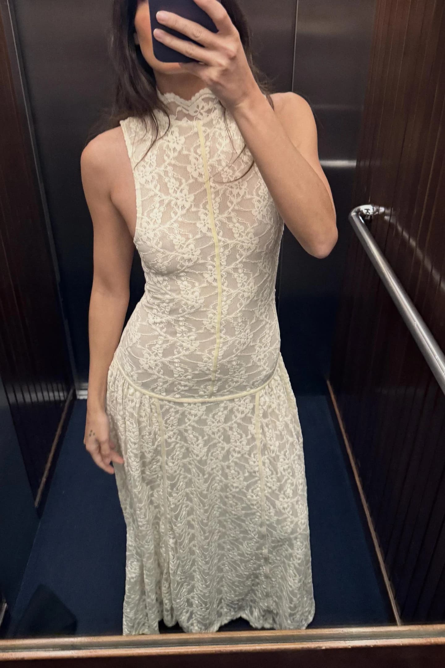 ДЛИННОЕ ПЛАТЬЕ С КРУЖЕВОМ - фото 2