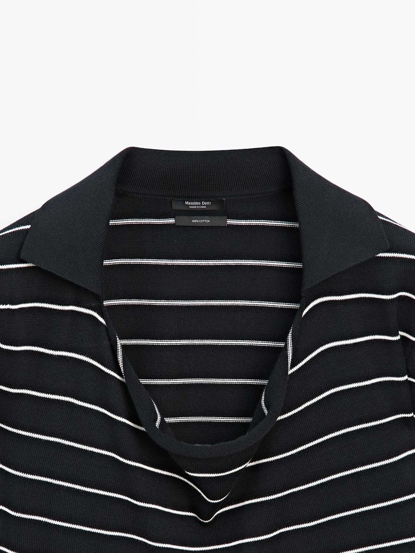 Трикотажный джемпер-поло в хлопковую полоску - фото 9