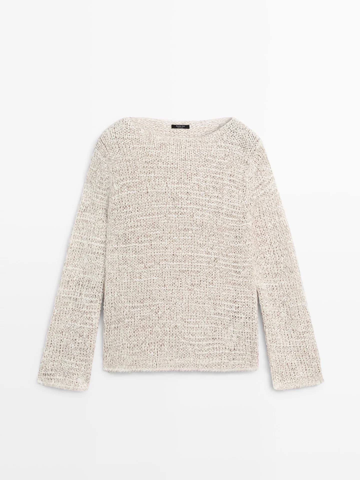 Вязаный свитер с вырезом лодочкой. - фото 2