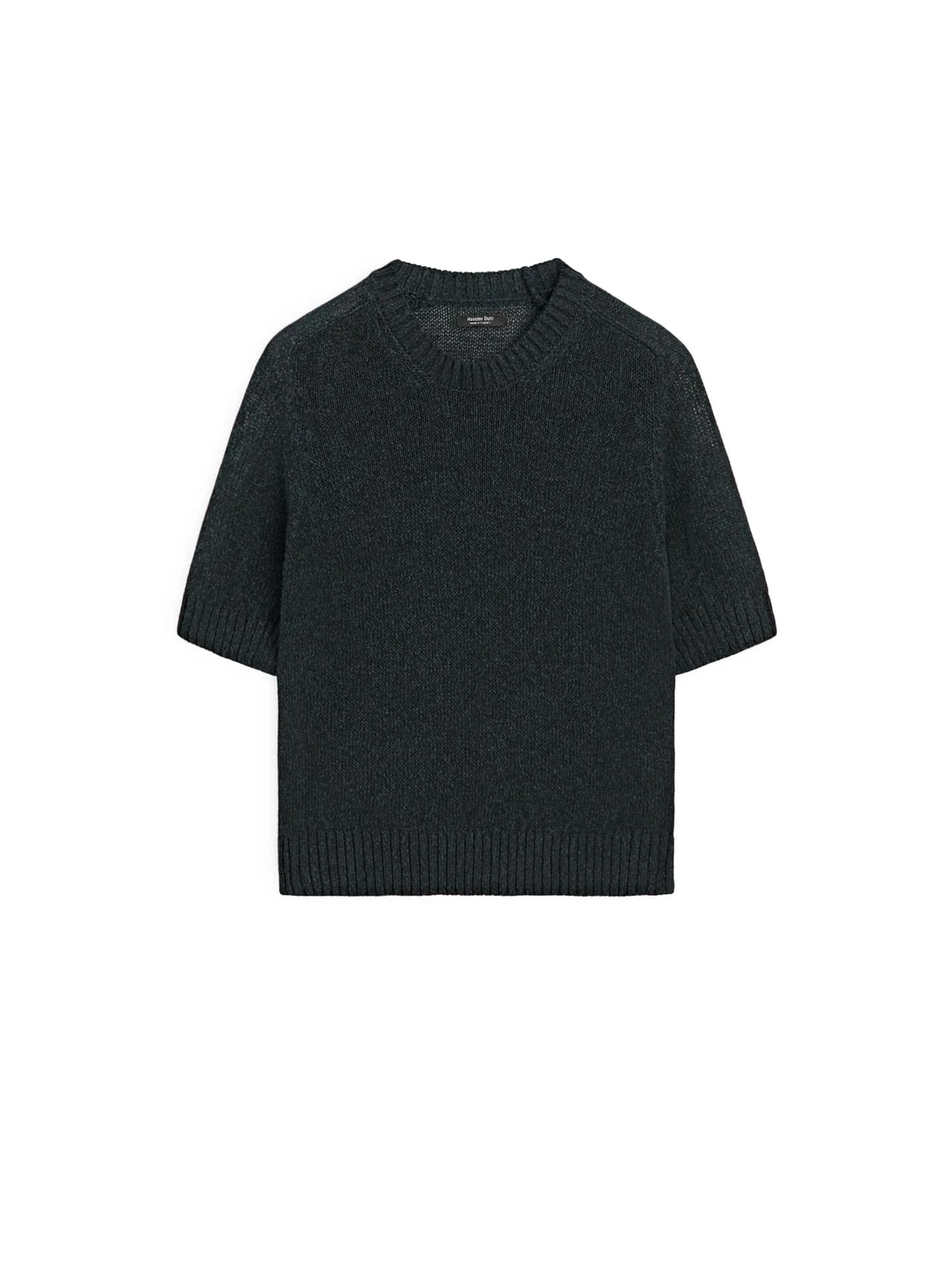 Вязаный свитер с короткими рукавами - фото 8