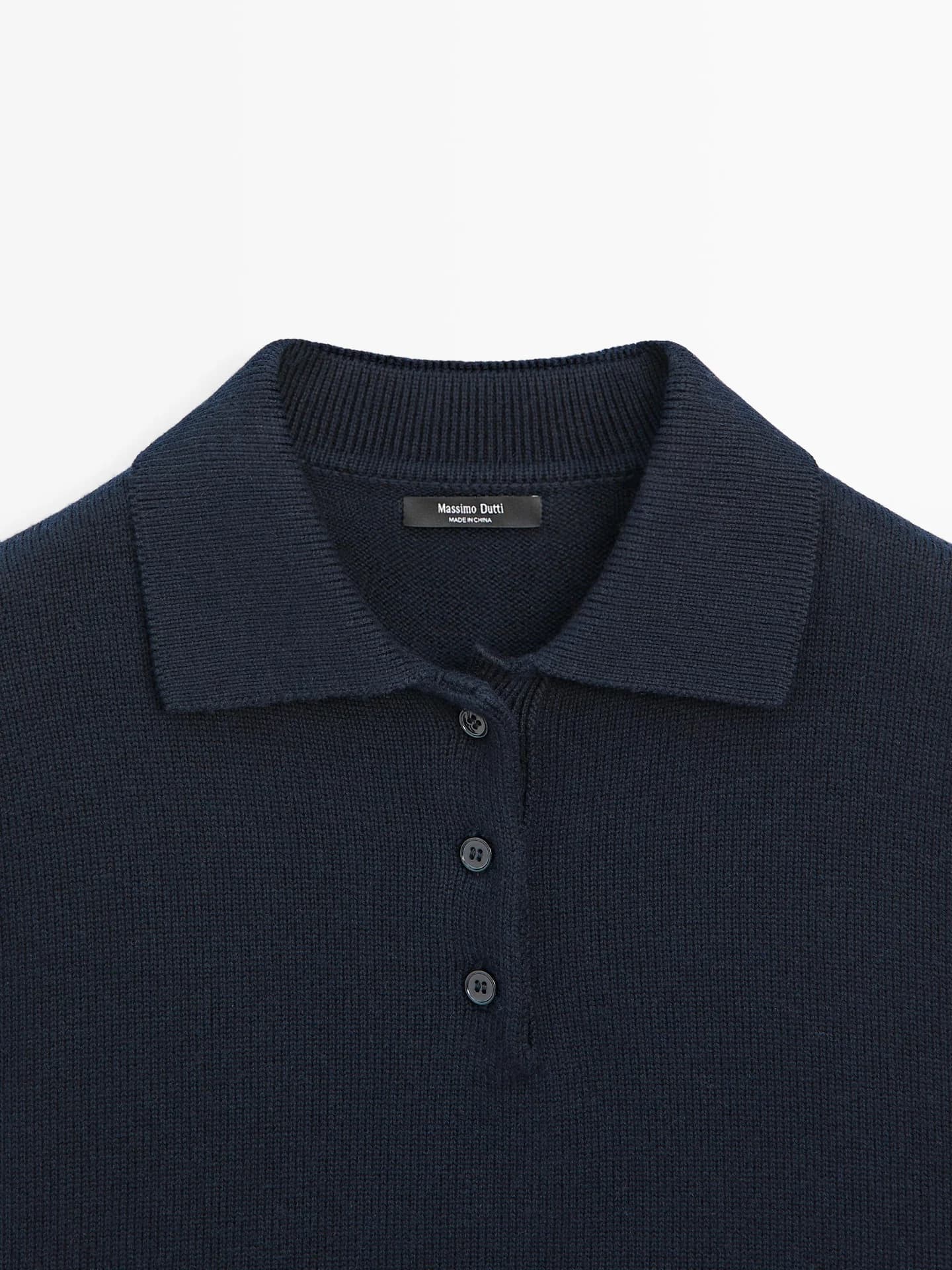 Вязаный свитер-поло из смесовой шерсти. - фото 3