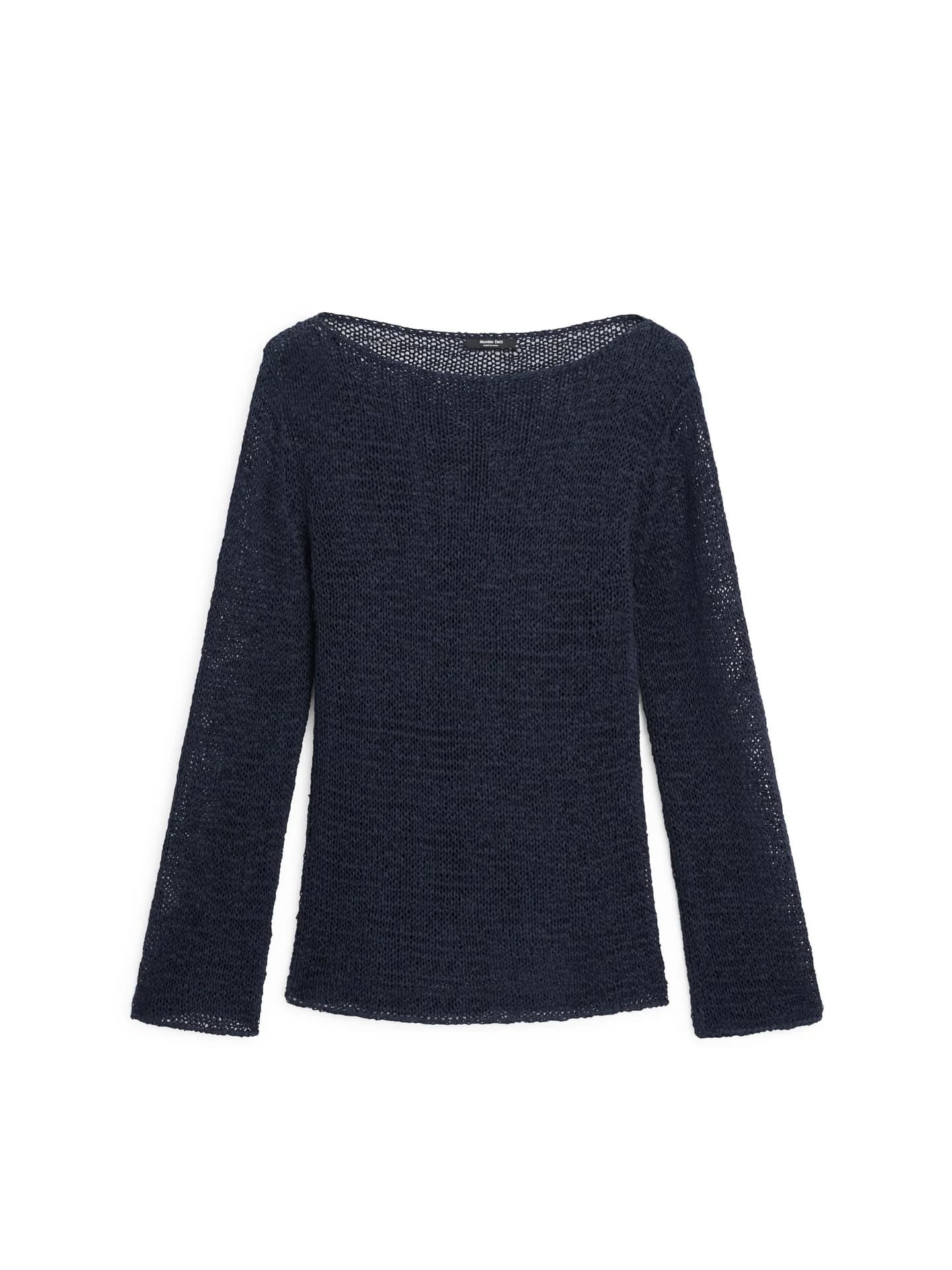 Вязаный свитер с воротником-лодочкой из смесового хлопка. - фото 3