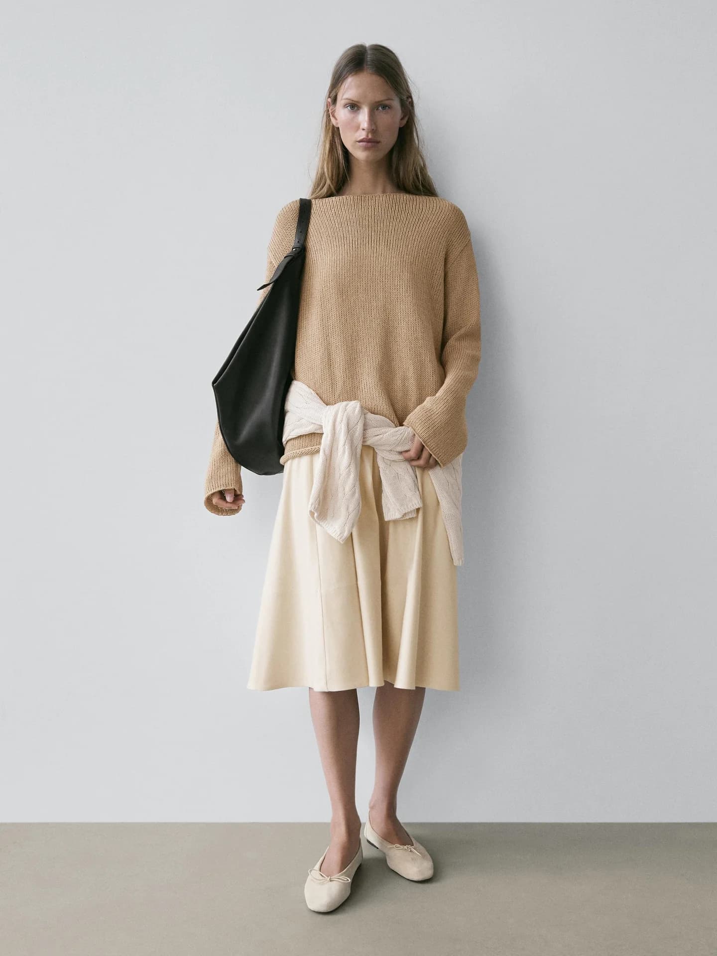 Ажурный вязаный свитер из смесового хлопка. - фото 2