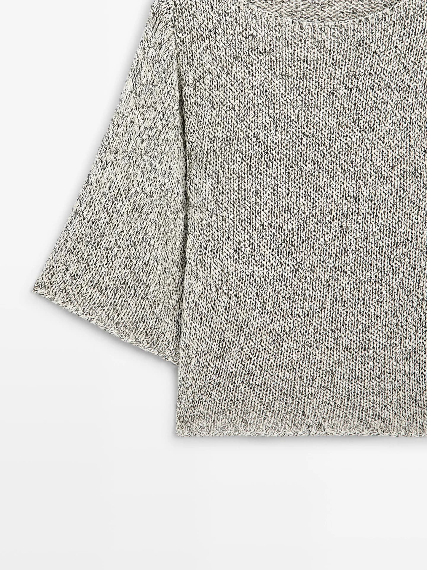 Вязаный свитер с хлопковой накидкой - фото 7