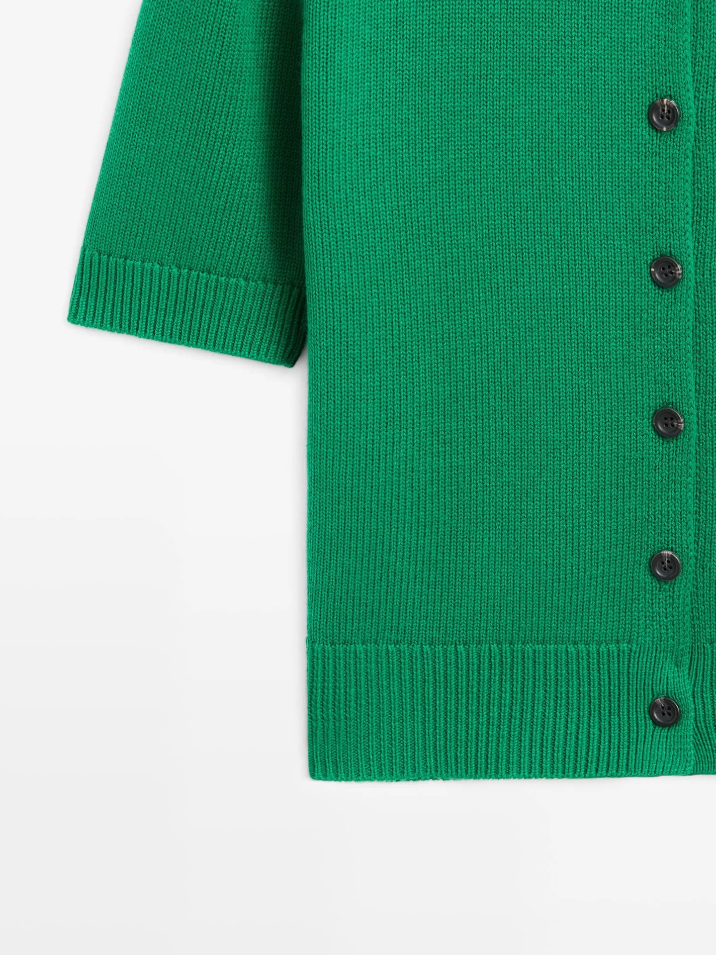 Вязаный кардиган из смесовой шерсти с короткими рукавами. - фото 7