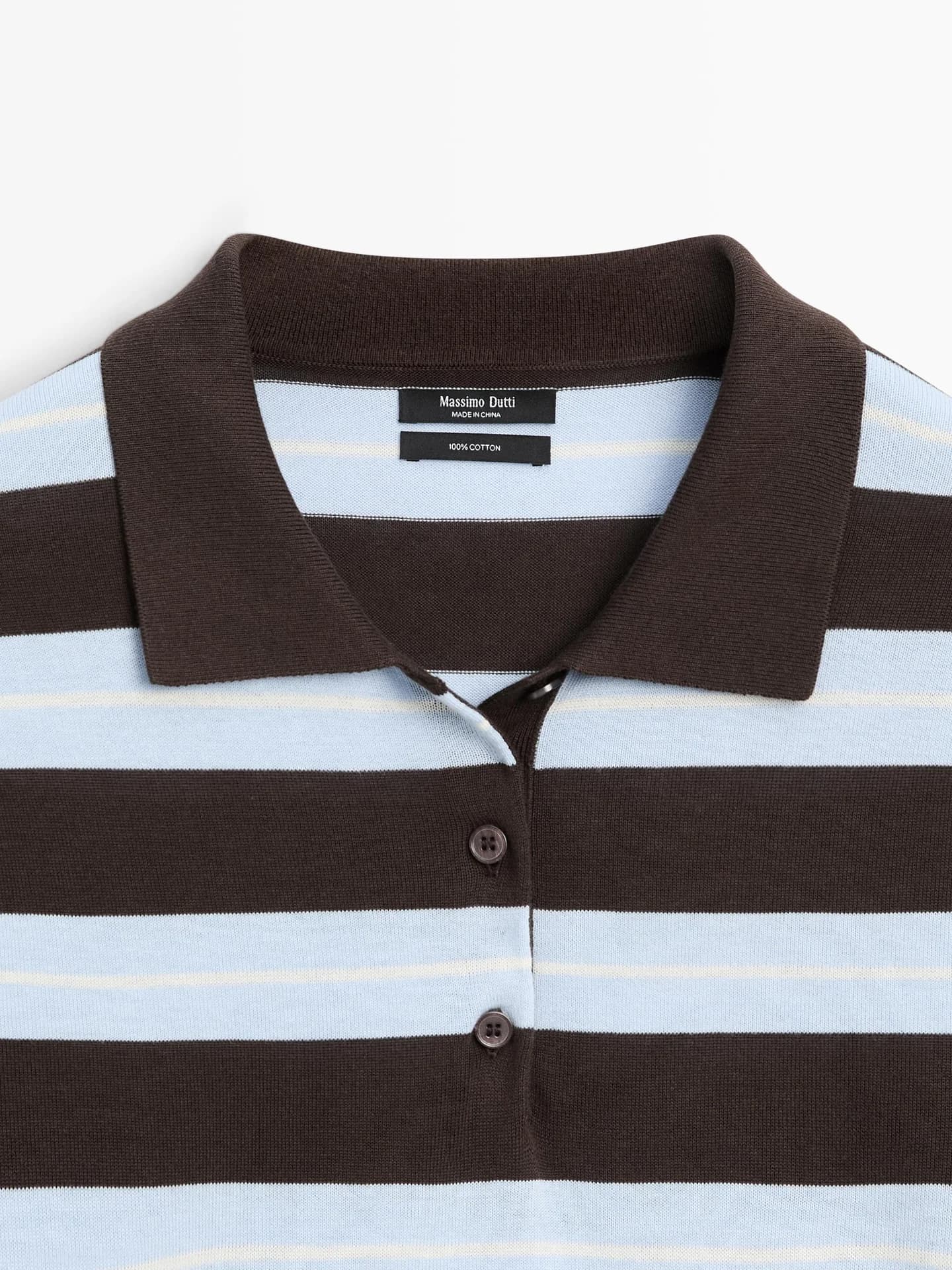 Свитер-поло из трикотажных полосок из хлопка. - фото 6