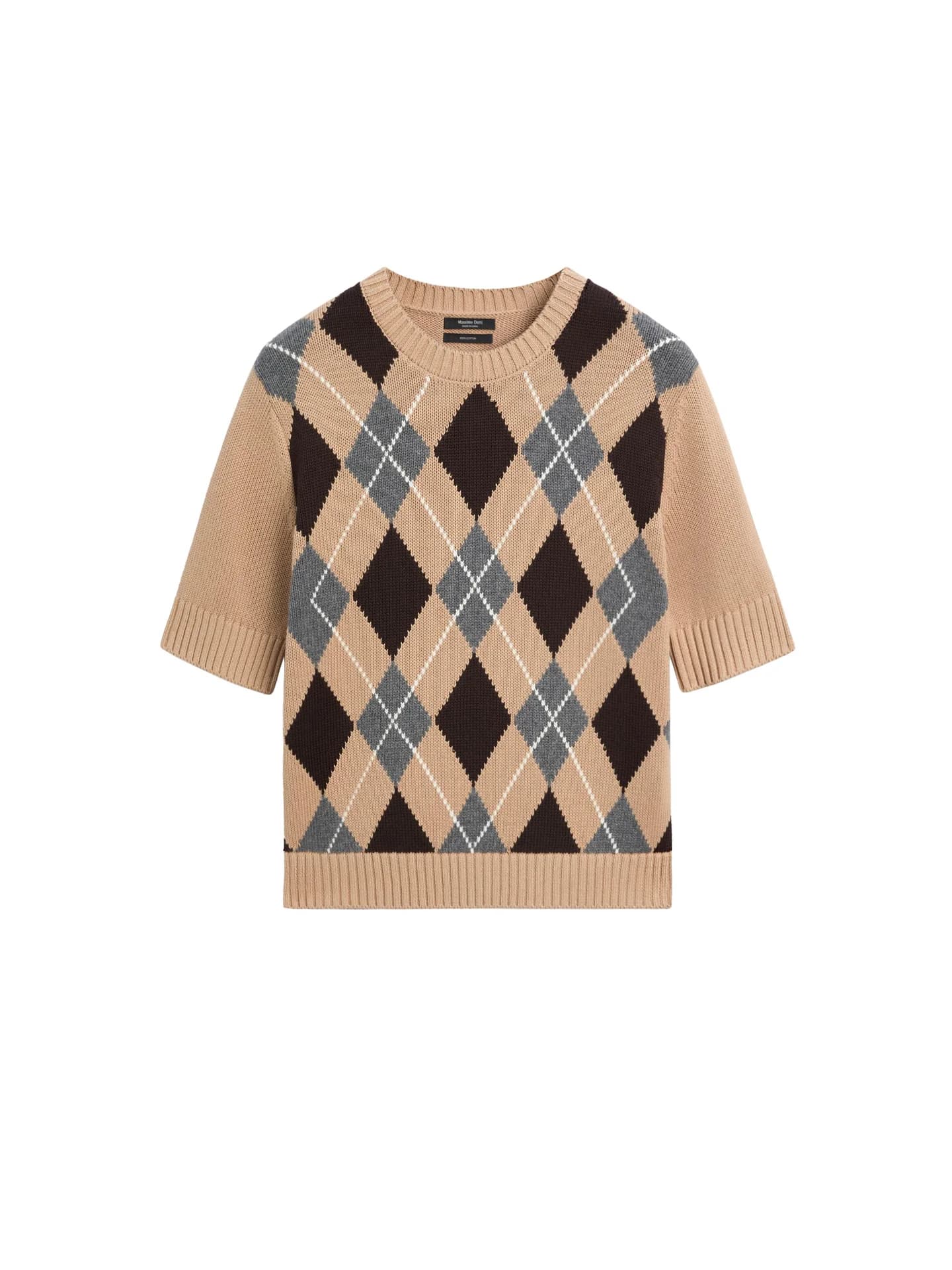 Хлопковый джемпер ромбовидной вязки - фото 7