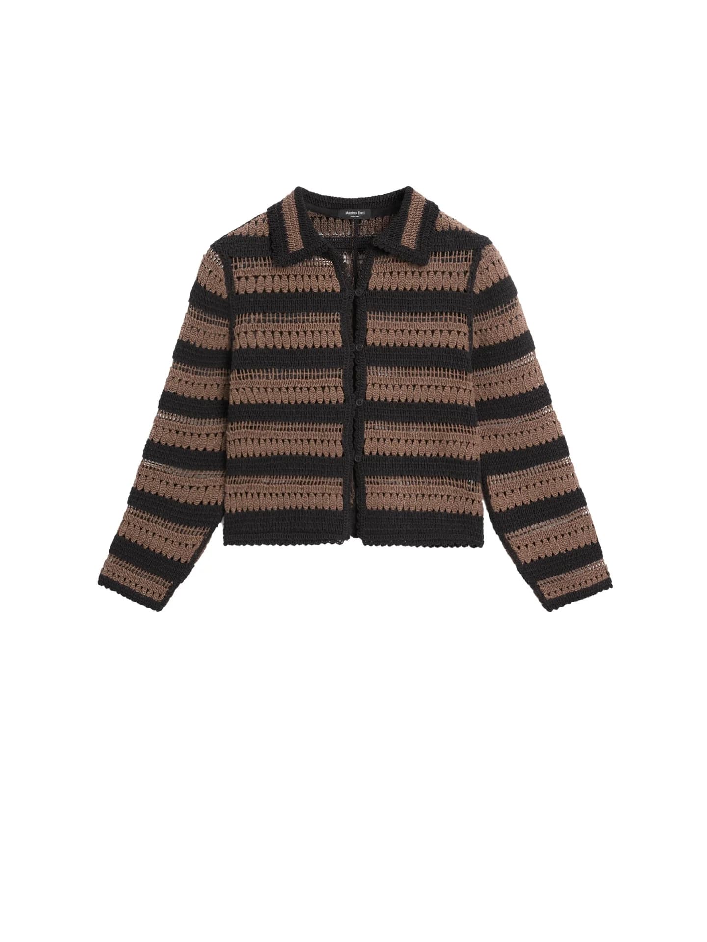 Короткий кардиган в полоску крючком. - фото 4