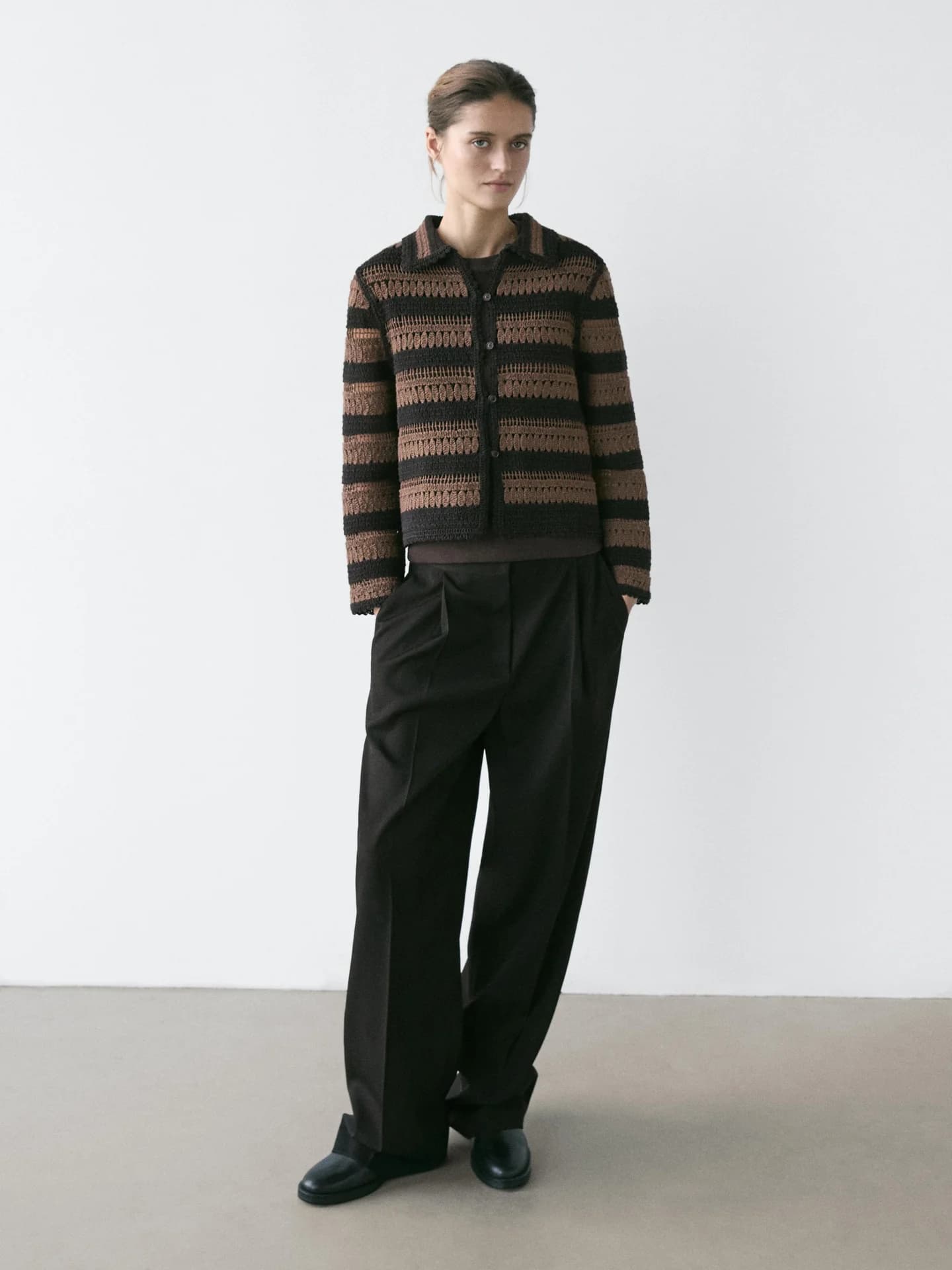 Короткий кардиган в полоску крючком. - фото 10