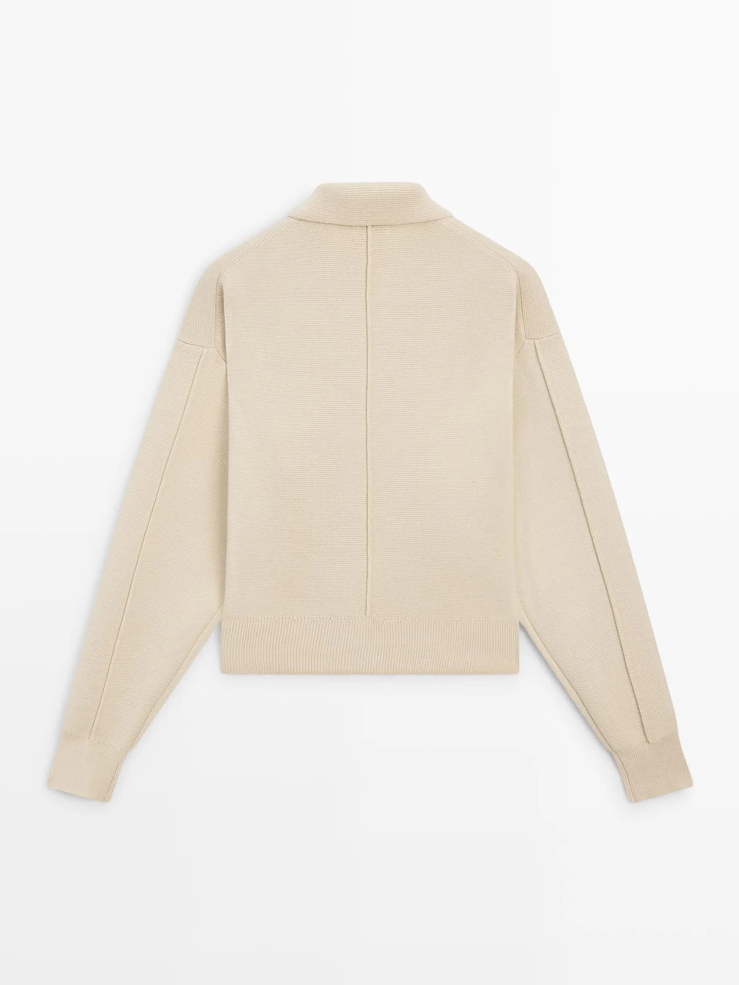 Вязаный хлопковый кардиган с воротником-поло. - фото 6