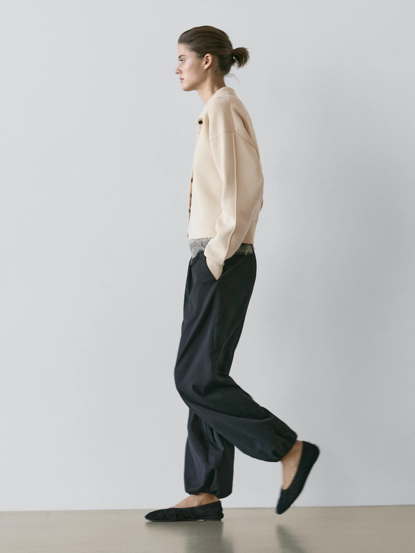 Вязаный хлопковый кардиган с воротником-поло. - фото 8