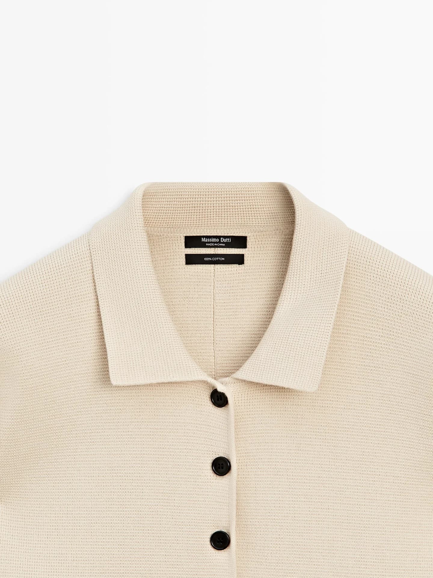 Вязаный хлопковый кардиган с воротником-поло. - фото 9