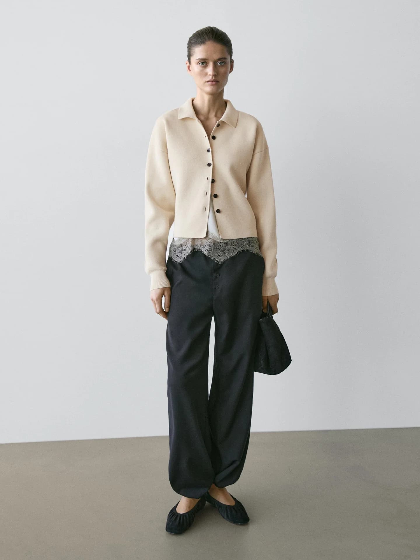 Вязаный хлопковый кардиган с воротником-поло. - фото 10