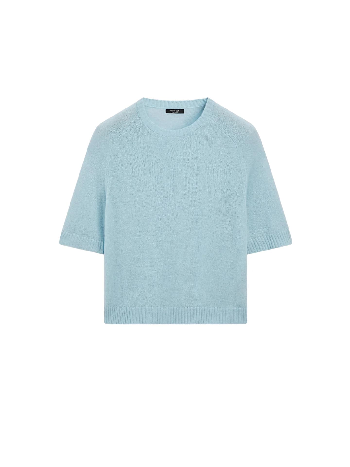 Вязаный свитер из смесовой шерсти альпаки с короткими рукавами. - фото 7