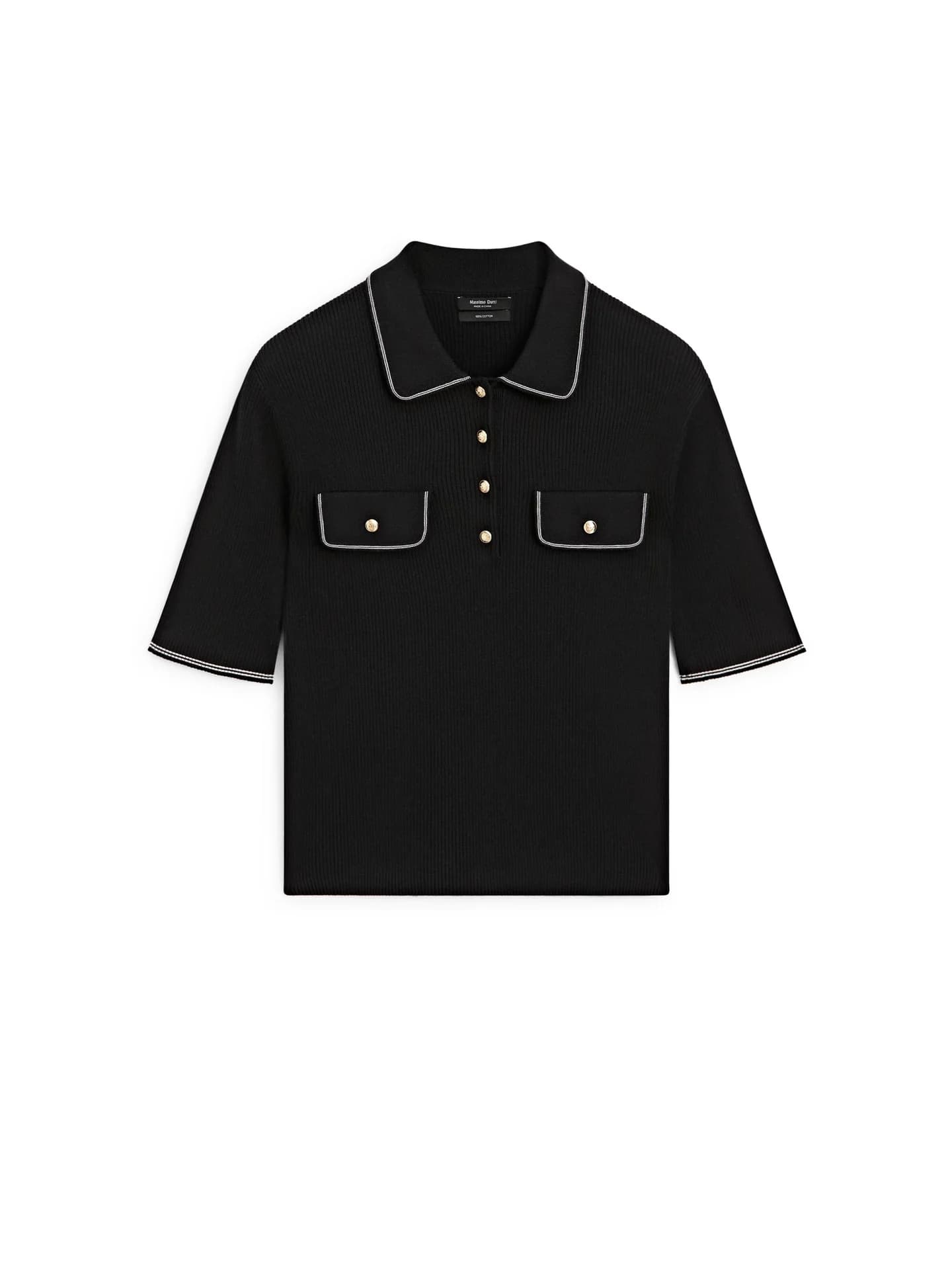 Рубашка-поло хлопкового трикотажа с контрастной деталью - фото 2