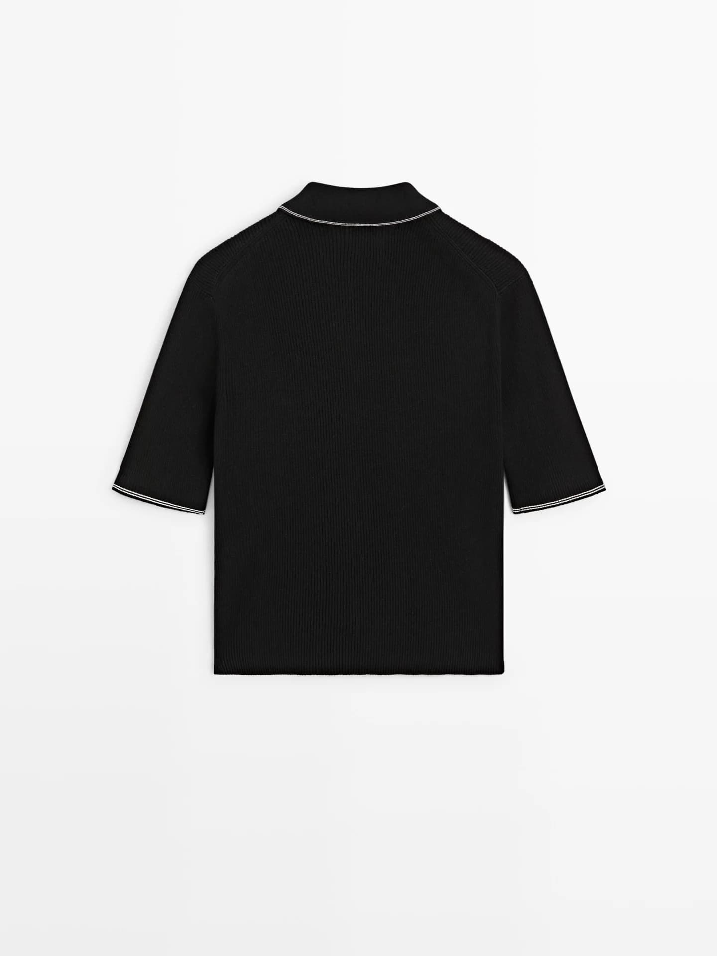 Рубашка-поло хлопкового трикотажа с контрастной деталью - фото 4