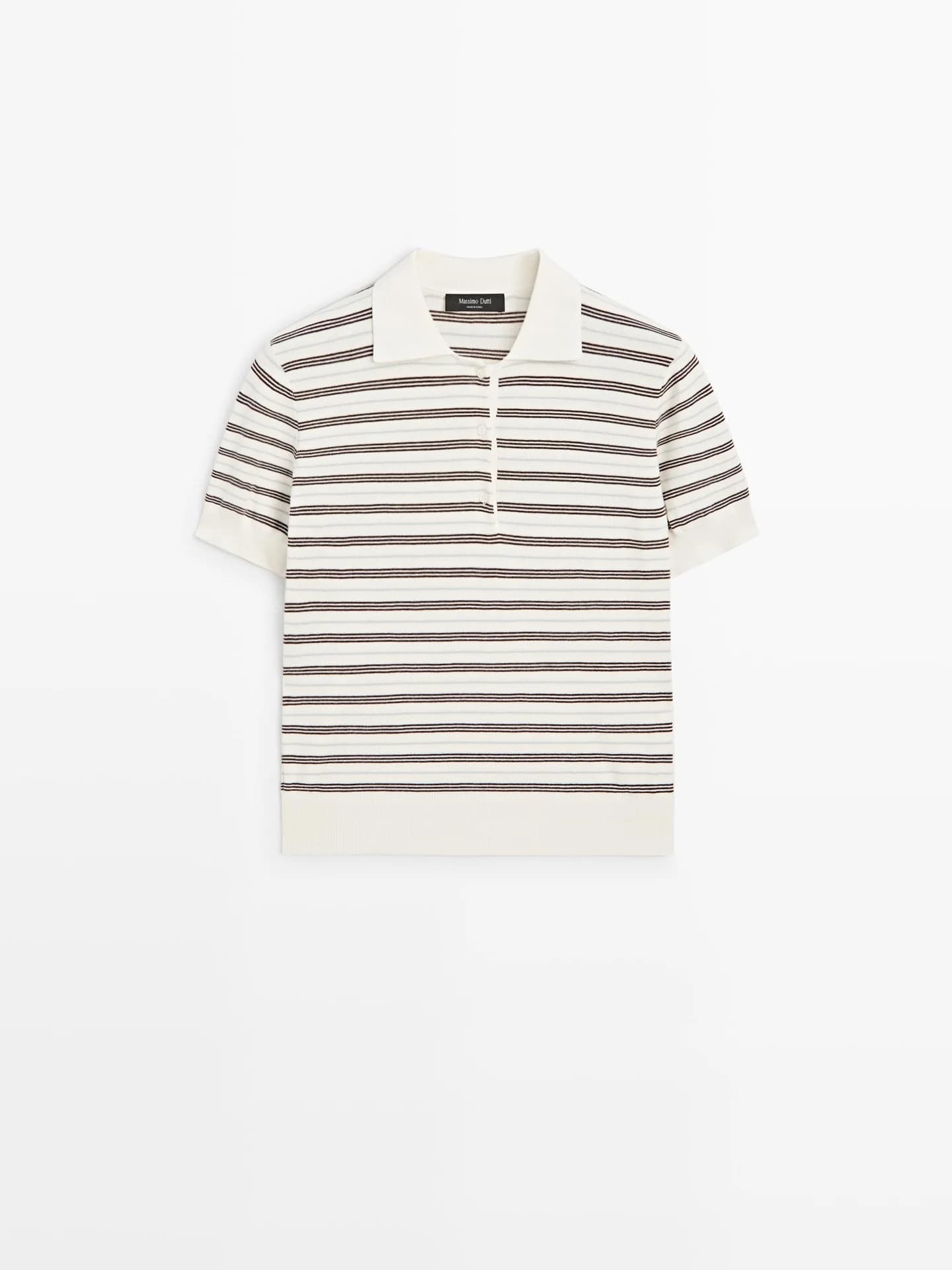 Полосатая рубашка-поло с короткими рукавами - фото 2