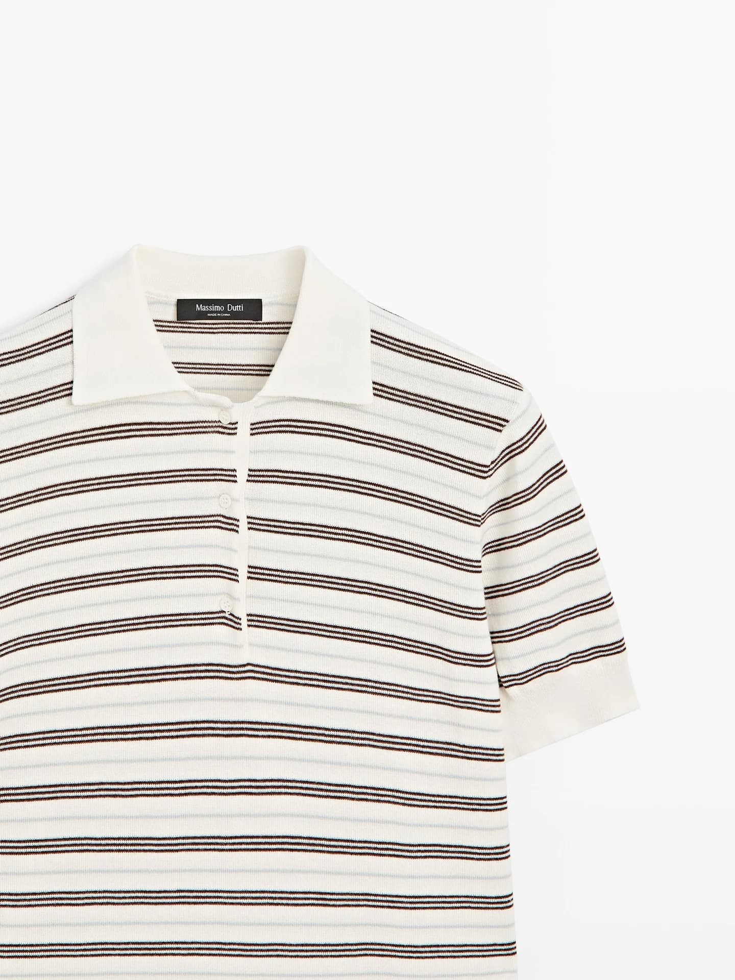 Полосатая рубашка-поло с короткими рукавами - фото 3