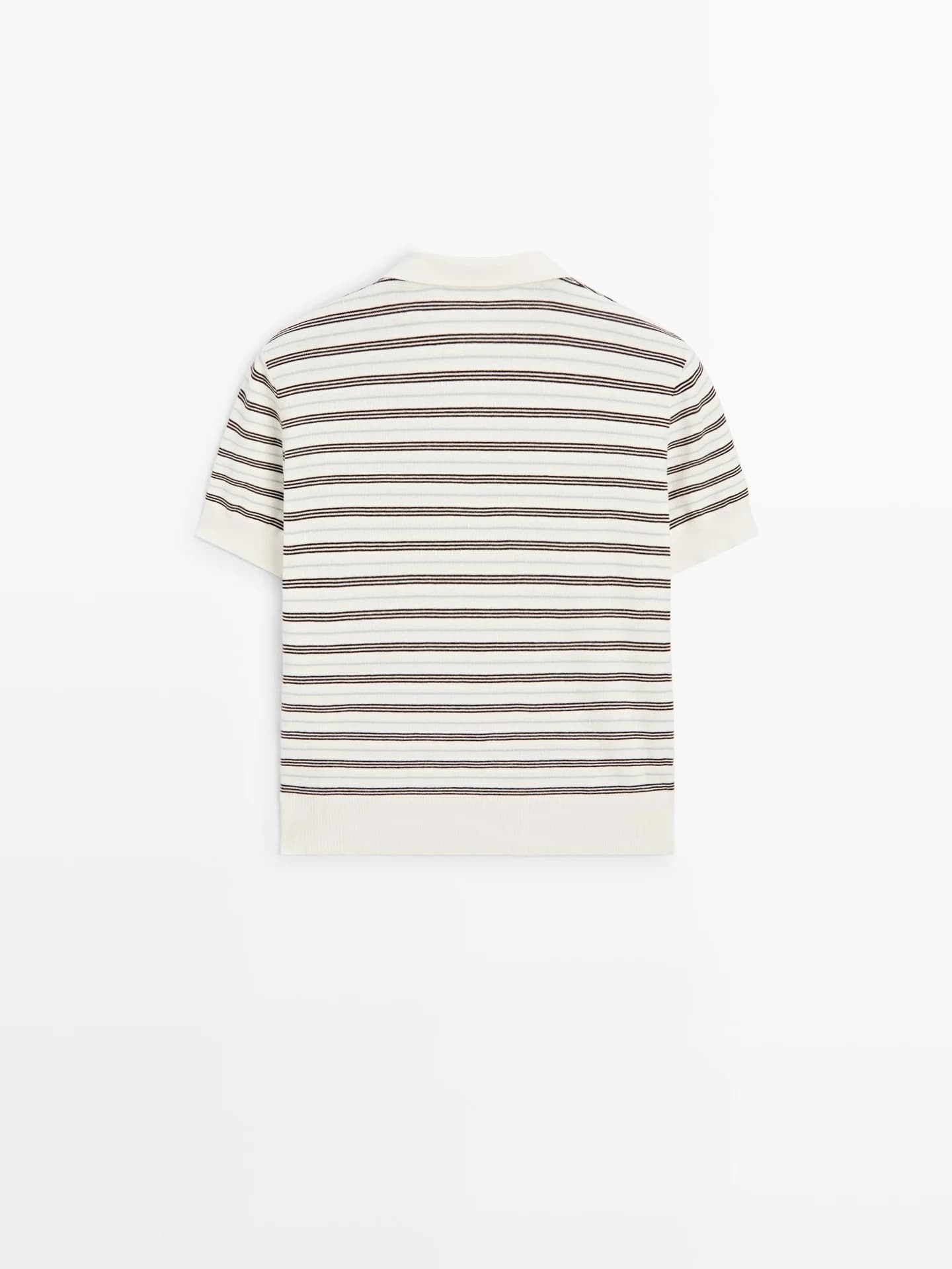 Полосатая рубашка-поло с короткими рукавами - фото 7