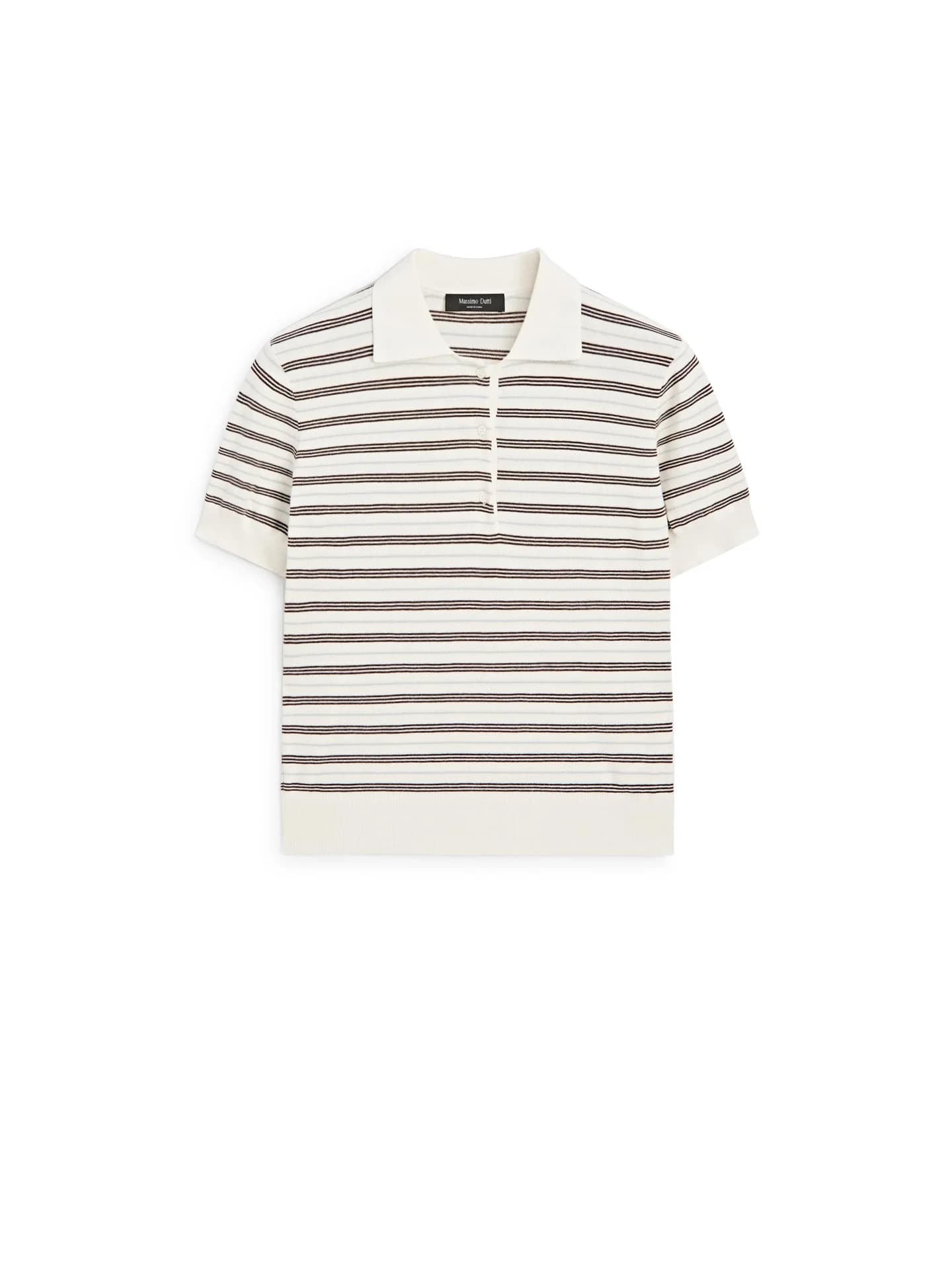 Полосатая рубашка-поло с короткими рукавами - фото 8