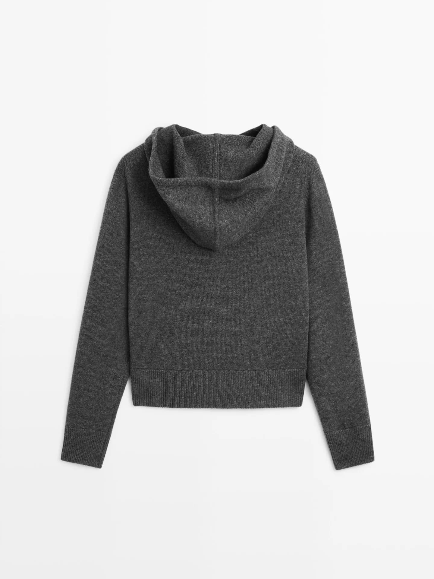 Кардиган из смесовой шерсти с молнией и капюшоном. - фото 7