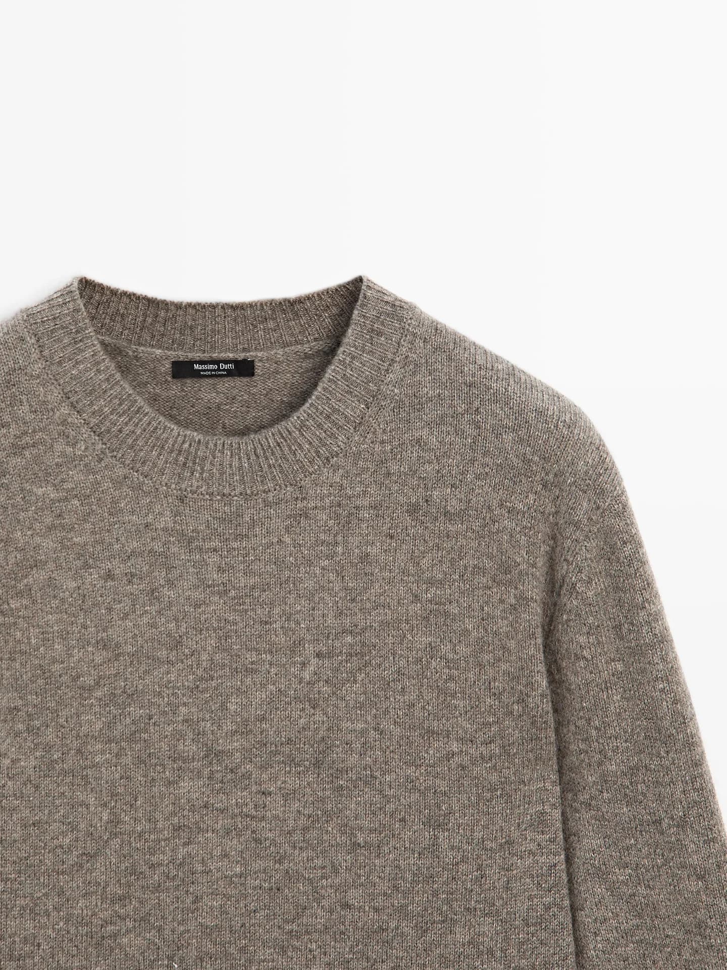 Свитер из смесовой шерсти с круглым вырезом - фото 5