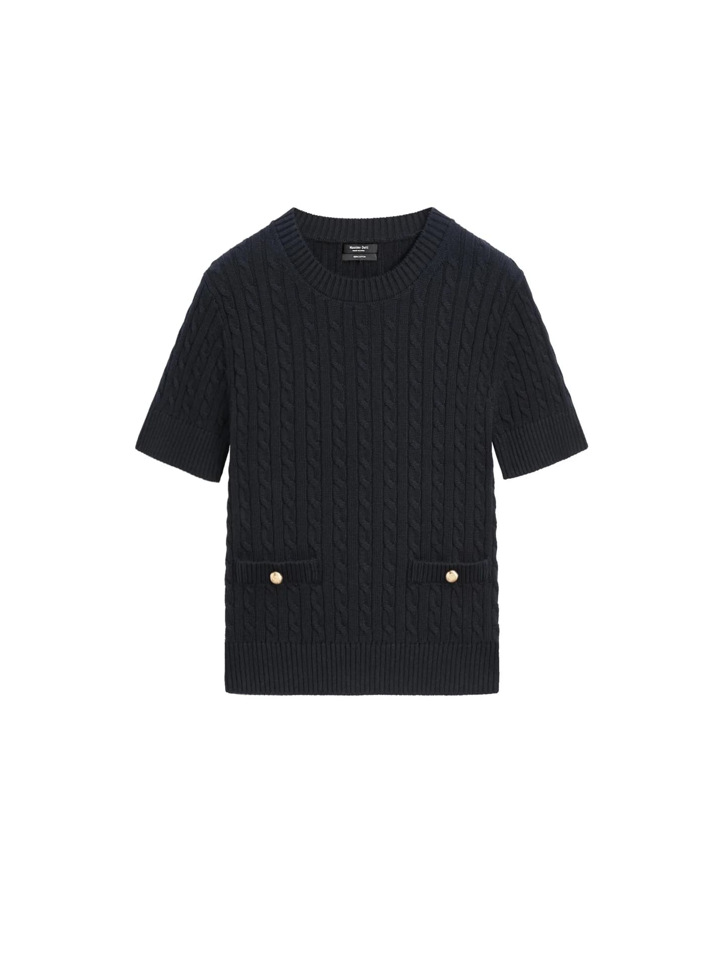 Свитер косой вязки с короткими рукавами