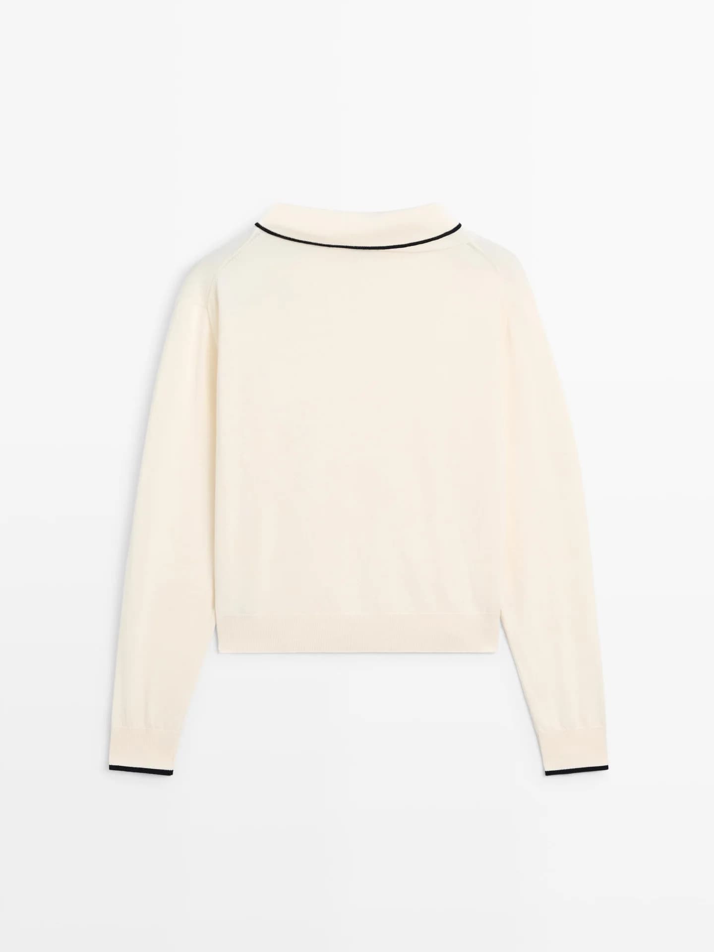 Хлопковый вязаный свитер с шарфом - фото 7