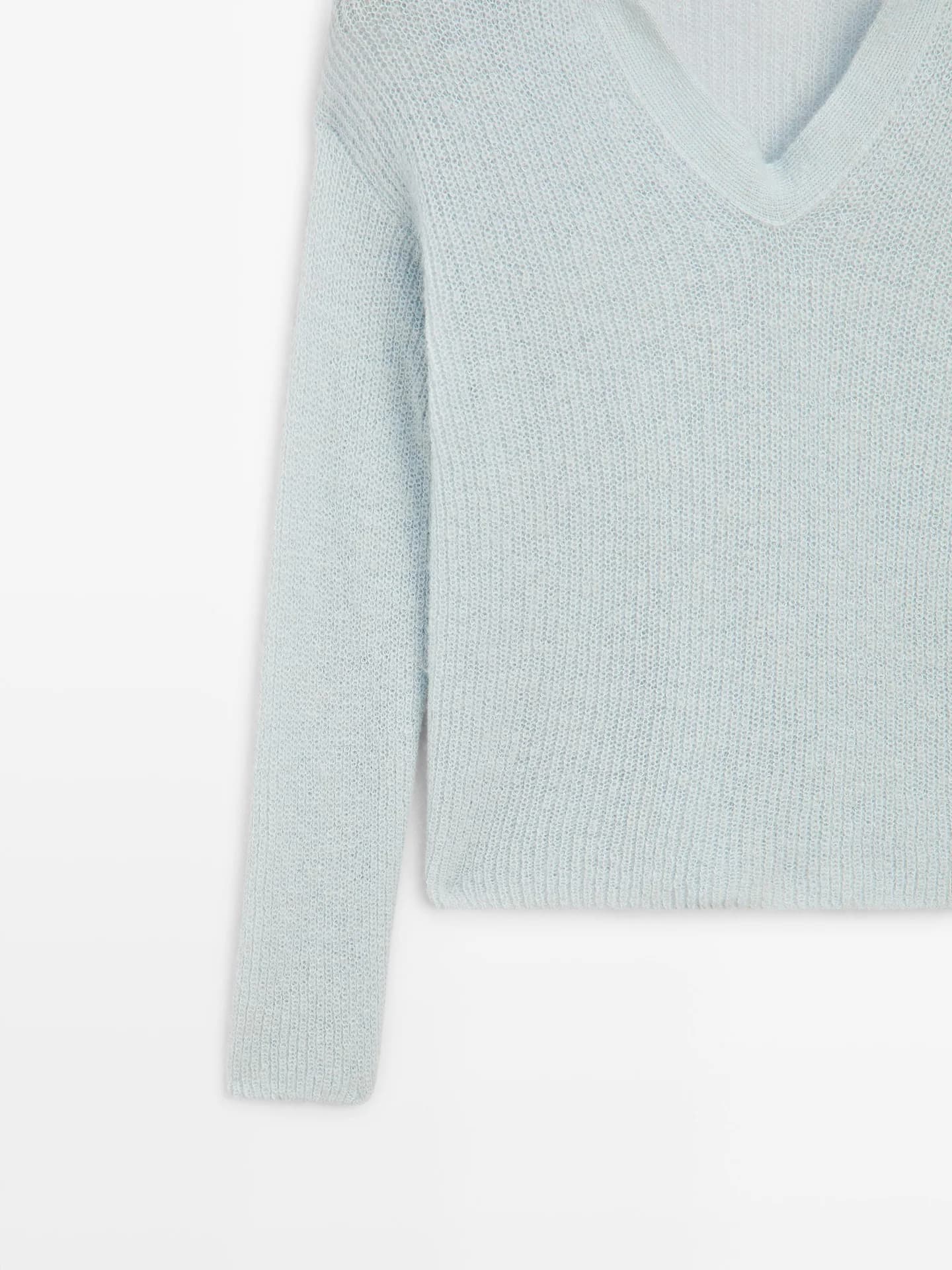 Вязаный свитер-поло из смесовой шерсти альпаки. - фото 2