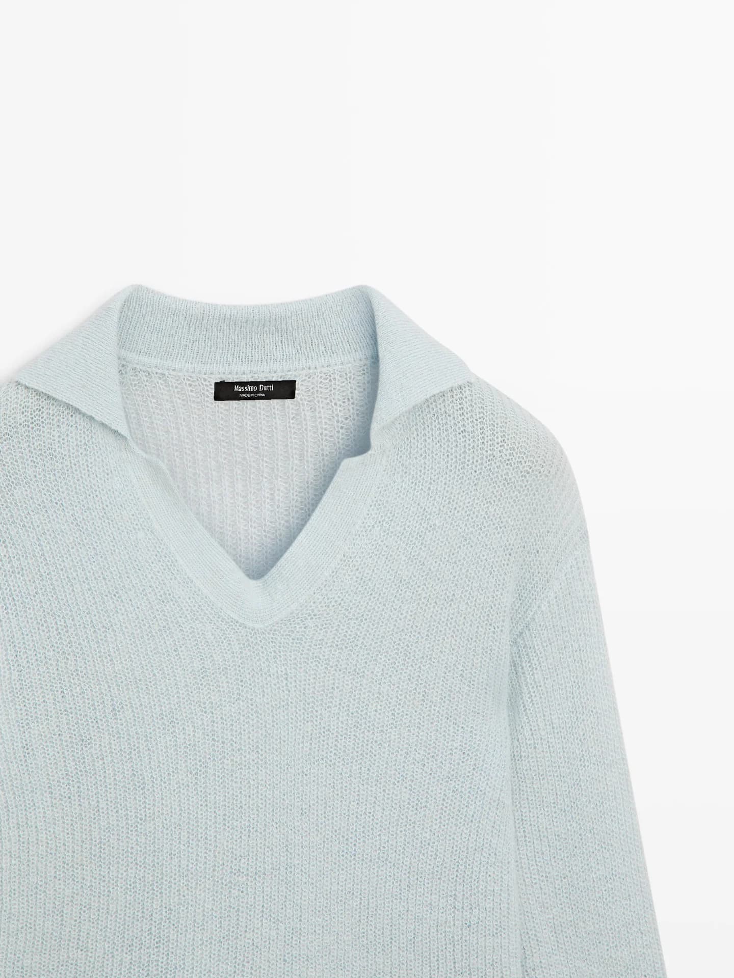 Вязаный свитер-поло из смесовой шерсти альпаки. - фото 5